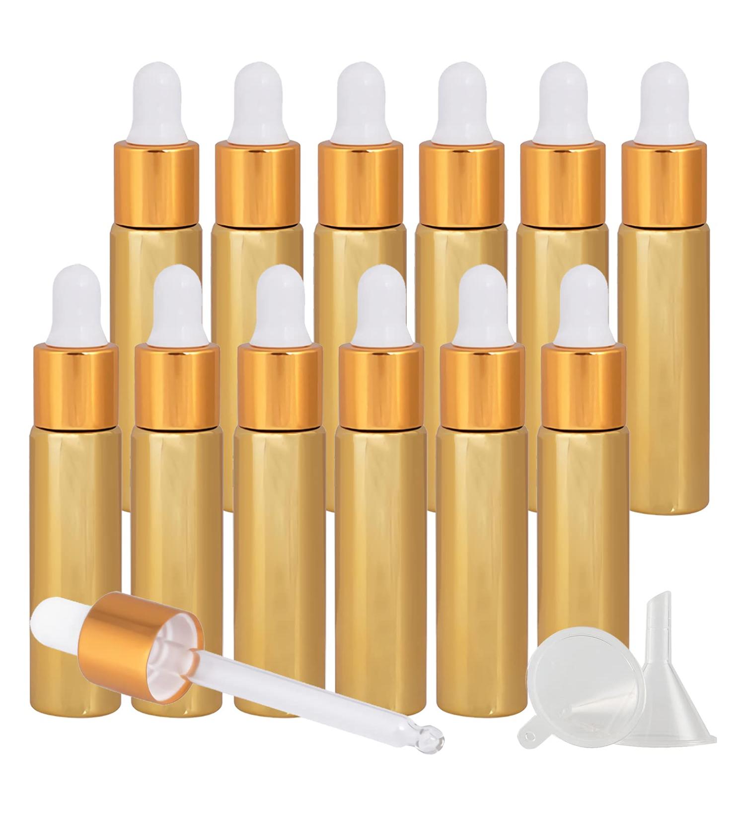 Tianzd 24pcs 10ml Chrome Yellow Drip Bottles with Glass Pipette - Essential Oils & Perfume Oils Containers - Buy Online on GoSupps.com