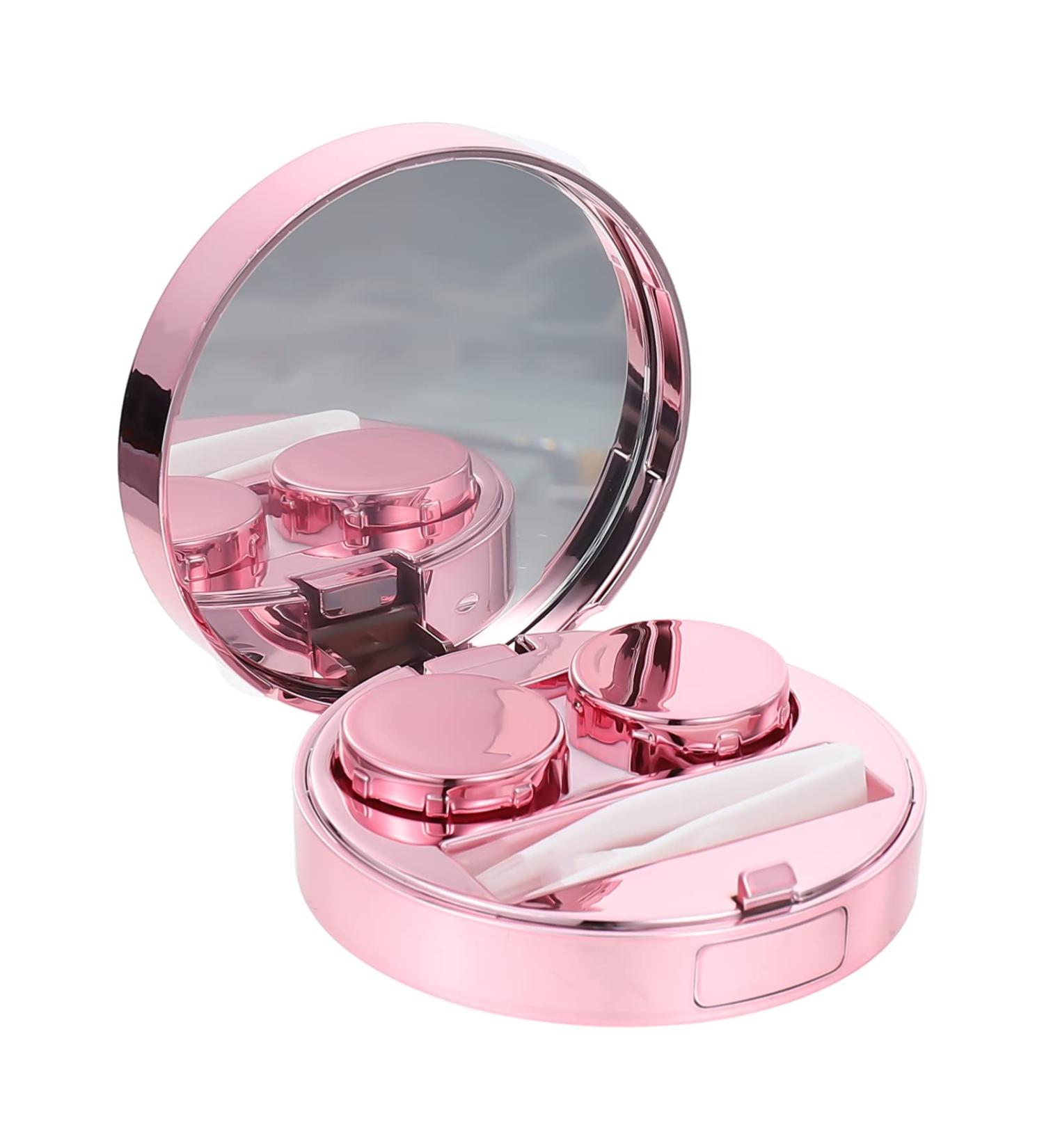 Partykindom Starry Sky Contact Lens Case Set - Cute Travel Storage Box & Tweezers - Pink 7.5x7.5cm - Buy Online on GoSupps.com