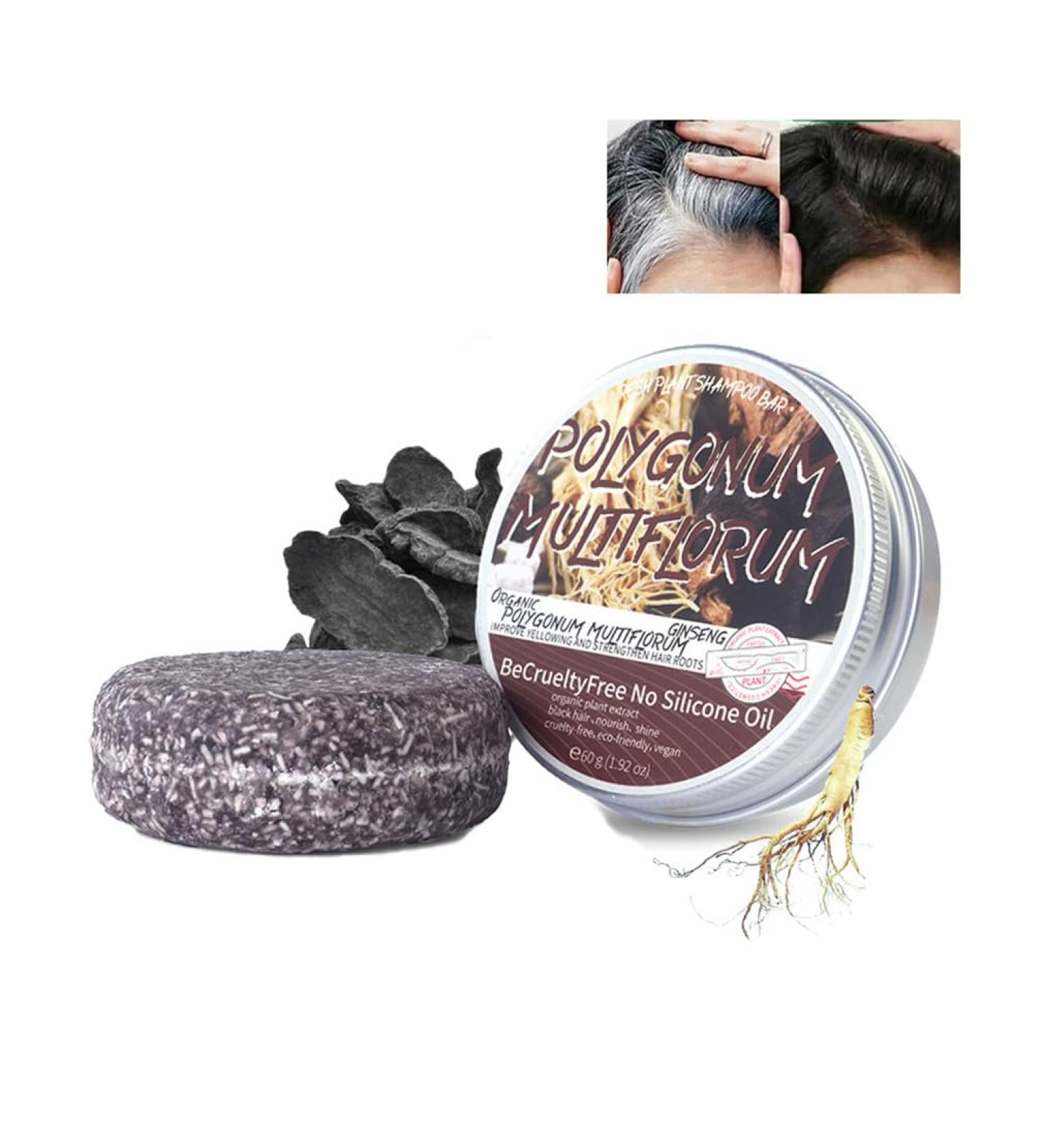  HADAVAKA Hair Darkening Shampoo Bar Grey Reverse Shampoo Bar Grey Hair Darkening Shampoo Man Grey Coverage Bar Shampoo Multiflorum for Hair Repair Black Soap For Men And Woman Grey Hair (1 piece) - Buy Online on GoSupps.com