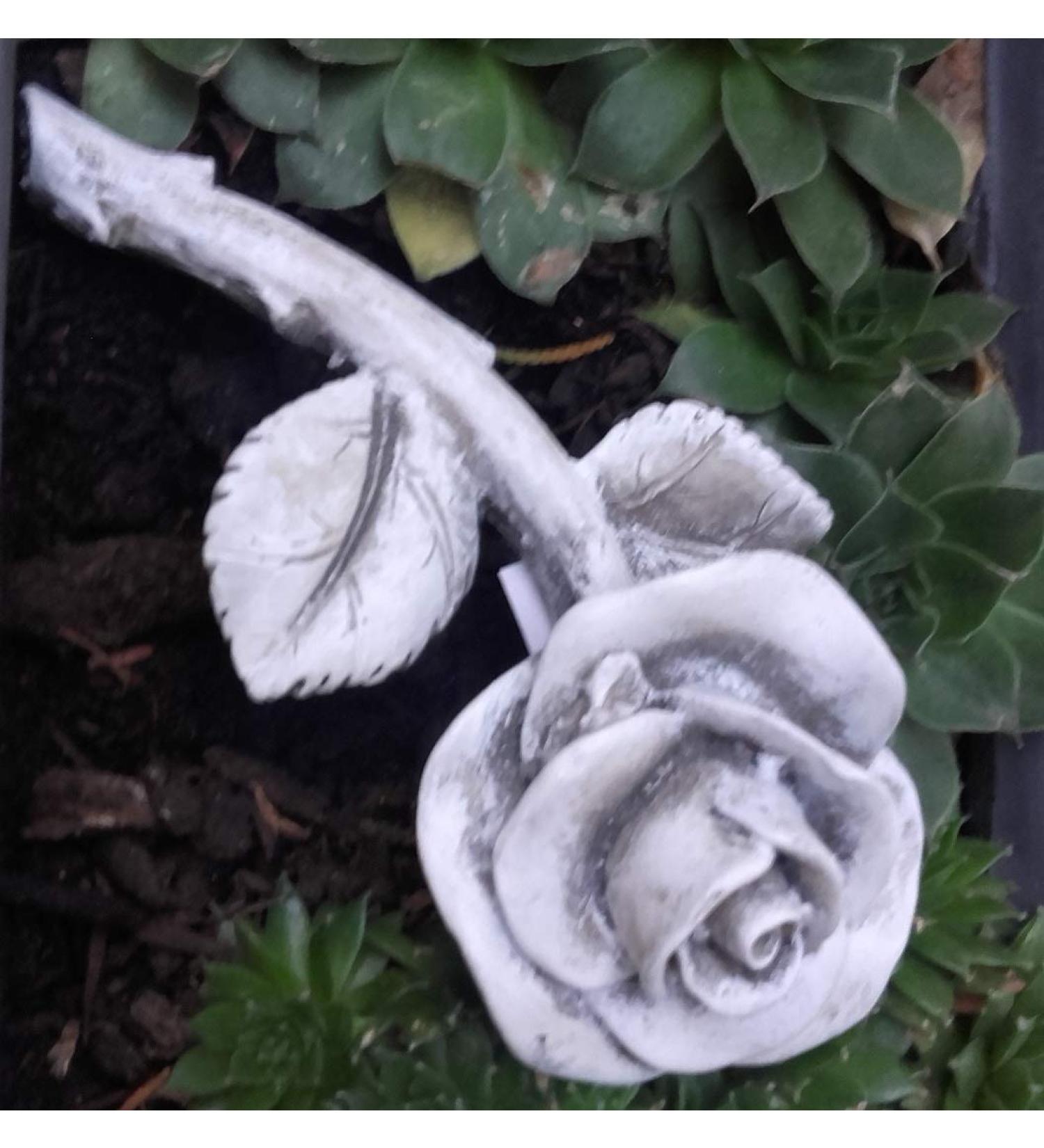 Florsol rose with stem rose blossom also grave decoration grave decoration weatherproof 13.5 cm grey
