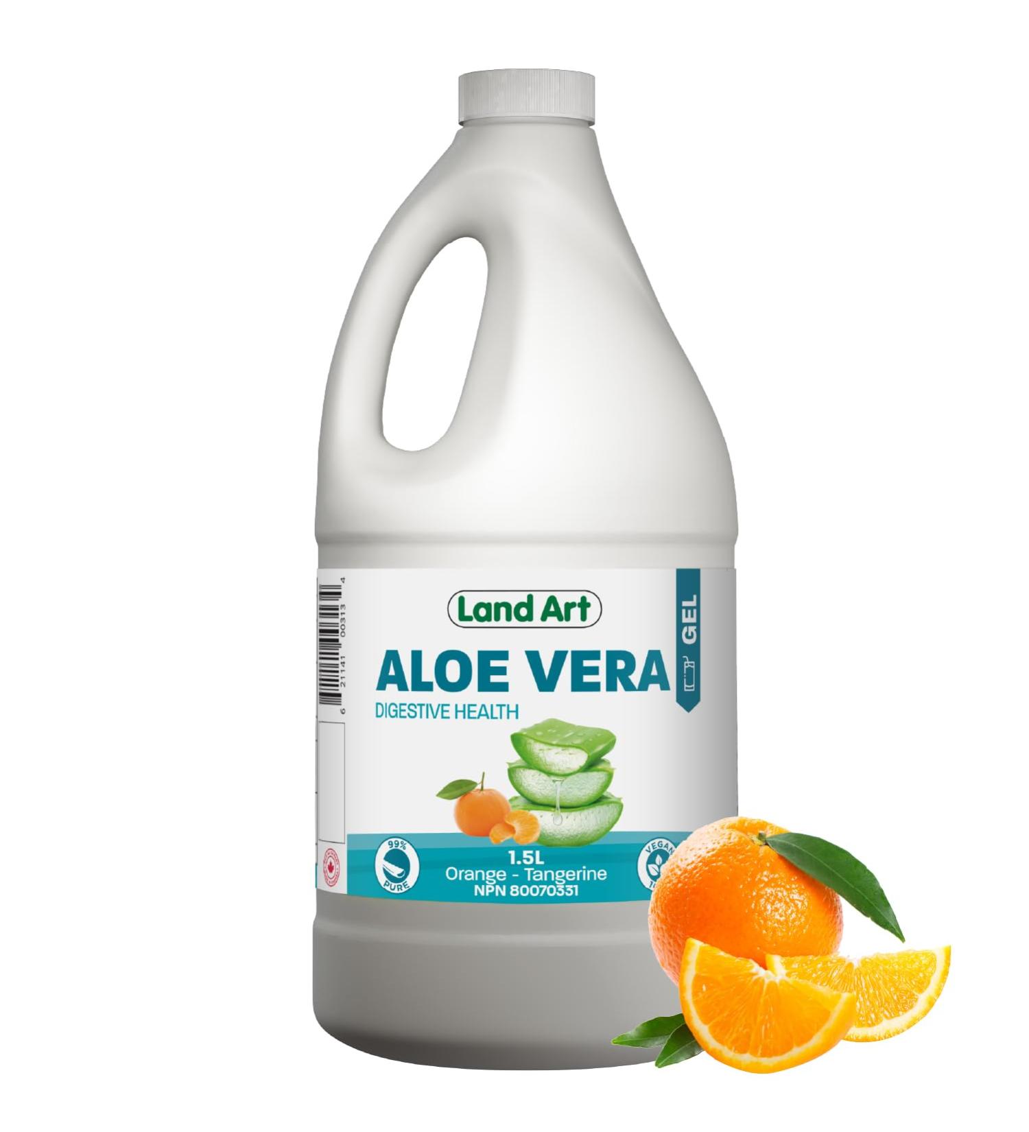 Pure Aloe Vera Drinkable Gel Orange-Tangerine 1.5L - for Heartburn Relief & Acid Reflux - Cold-Processed - from Organic Fresh Leaves - Made in Canada - Buy Online on GoSupps.com