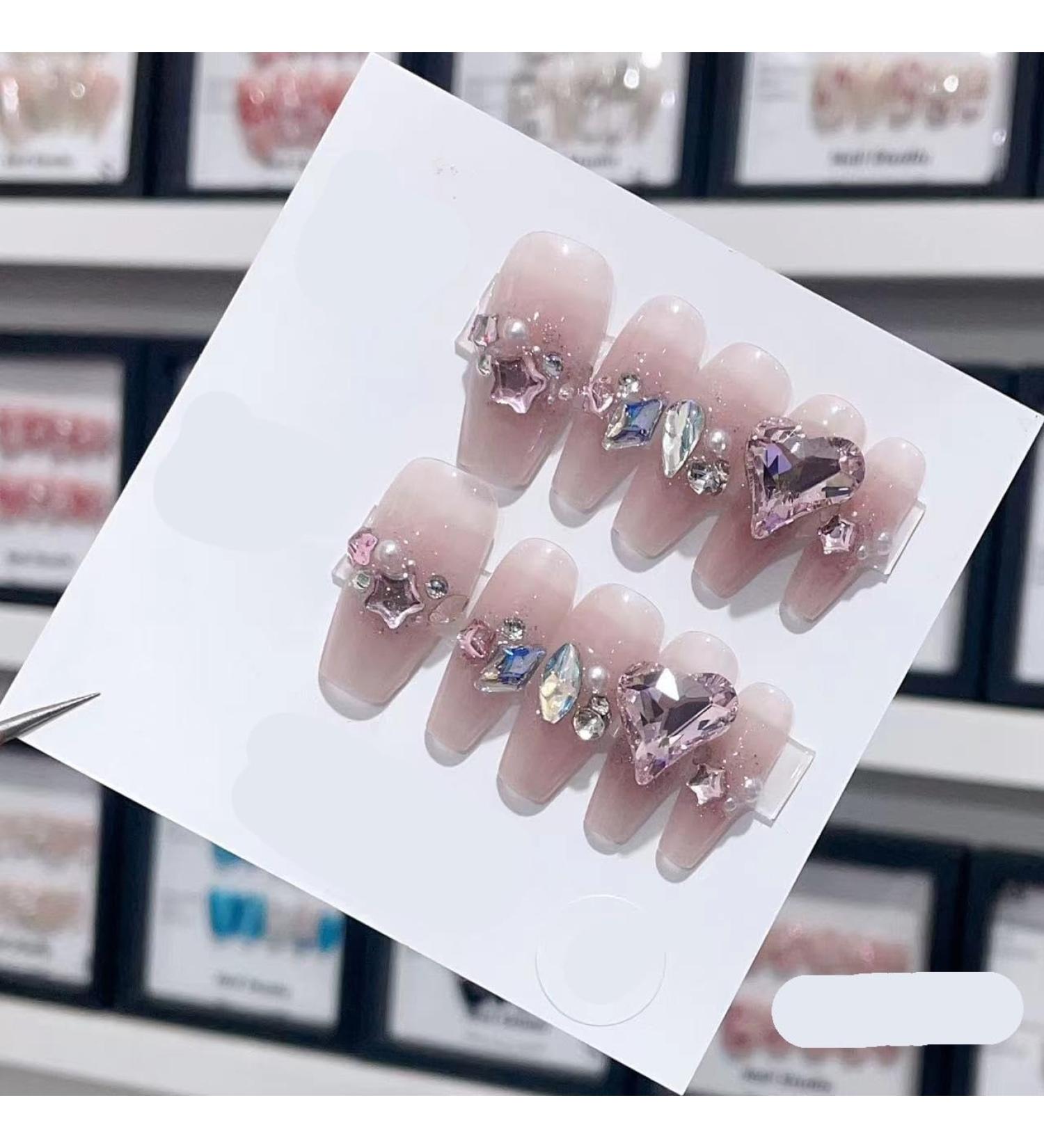Removable and wearable nail art French Almond Ombre Handmade Press On Nails Long Acrylic False Nail Tips InNail (Color : 29109 Size : S) - Buy Online on GoSupps.com