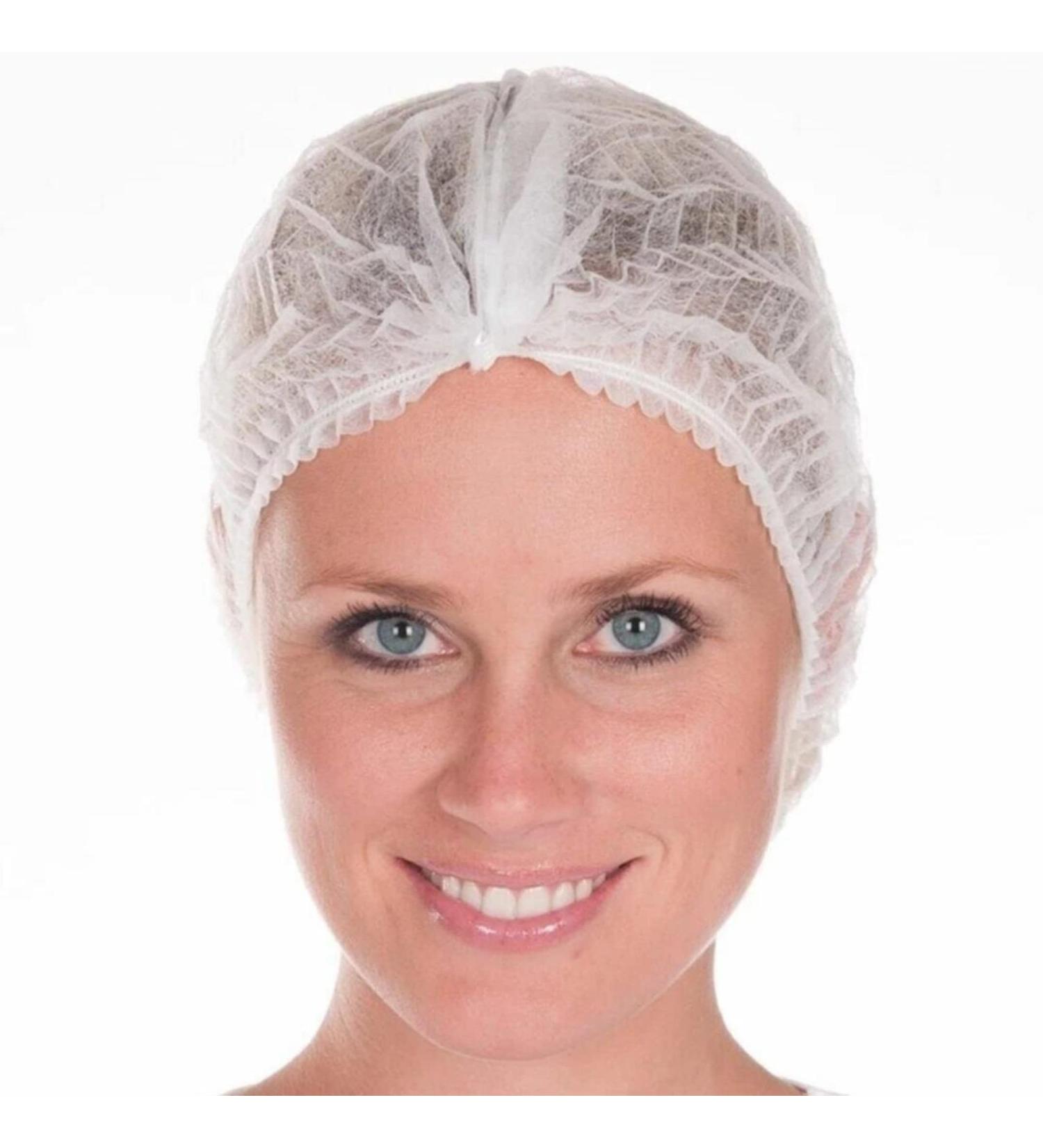 100 Pcs White Disposable Bouffant Caps - 20 Nonwoven Hair Net Sleeves with Swivel Bands | Ideal for Sleeping, Food Service - Unisex - Buy Online on GoSupps.com