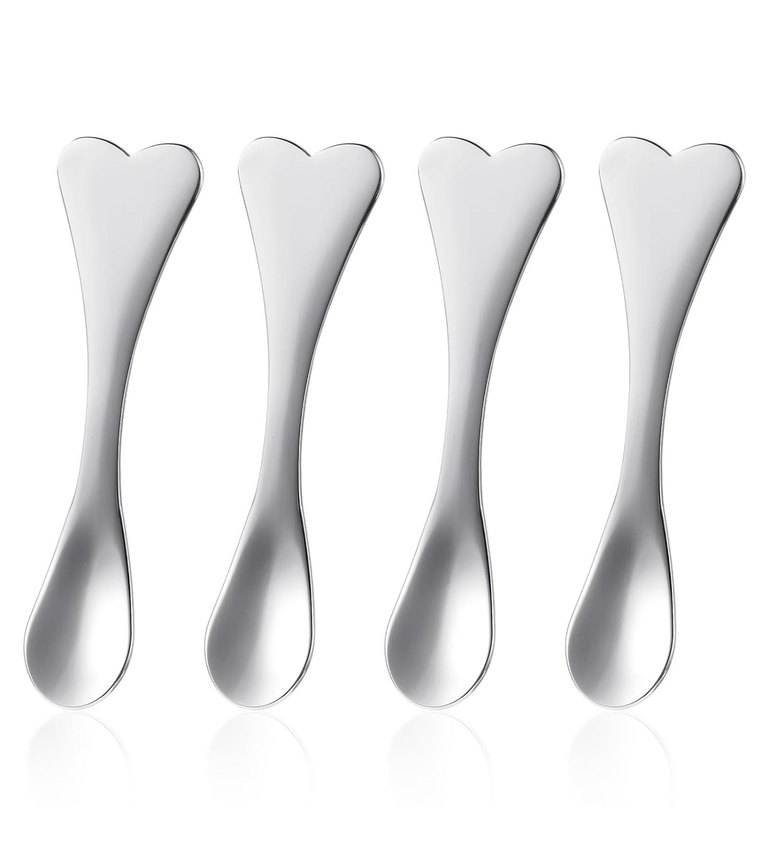 Metal Makeup Spatula Set - 4 Heart-Shaped Facial Massagers & Mini Beauty Spoons for Masks Creams & Lotions - Reusable Skincare Tools - Buy Online on GoSupps.com