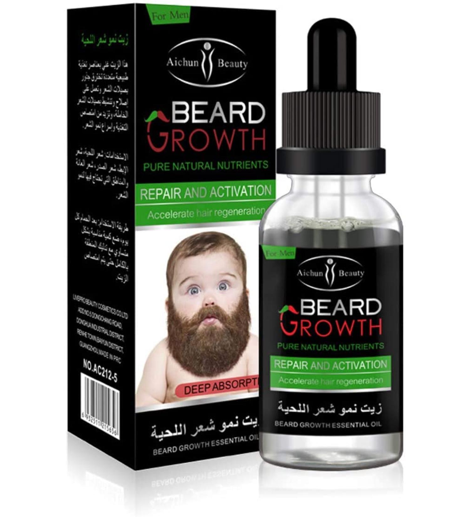 AICHUN BEAUTY Beard Oil 30ml - Pure Natural Nutrients with Grapefruit Seed Oil and Ginger for Healthy Mustache and Hair - Buy Online on GoSupps.com