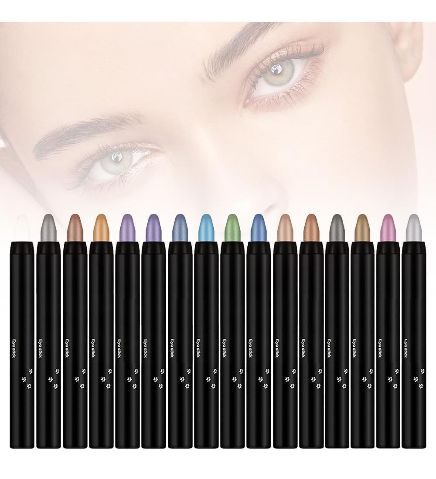 16 Colors Highlighter Eyeshadow Pencil Waterproof Shimmer Eye Shadow Eyeliner 2PCS Waterproof Shimmer Eyeshadow Pencil for Women Long Lasting and Highlighter (all) - Buy Online on GoSupps.com