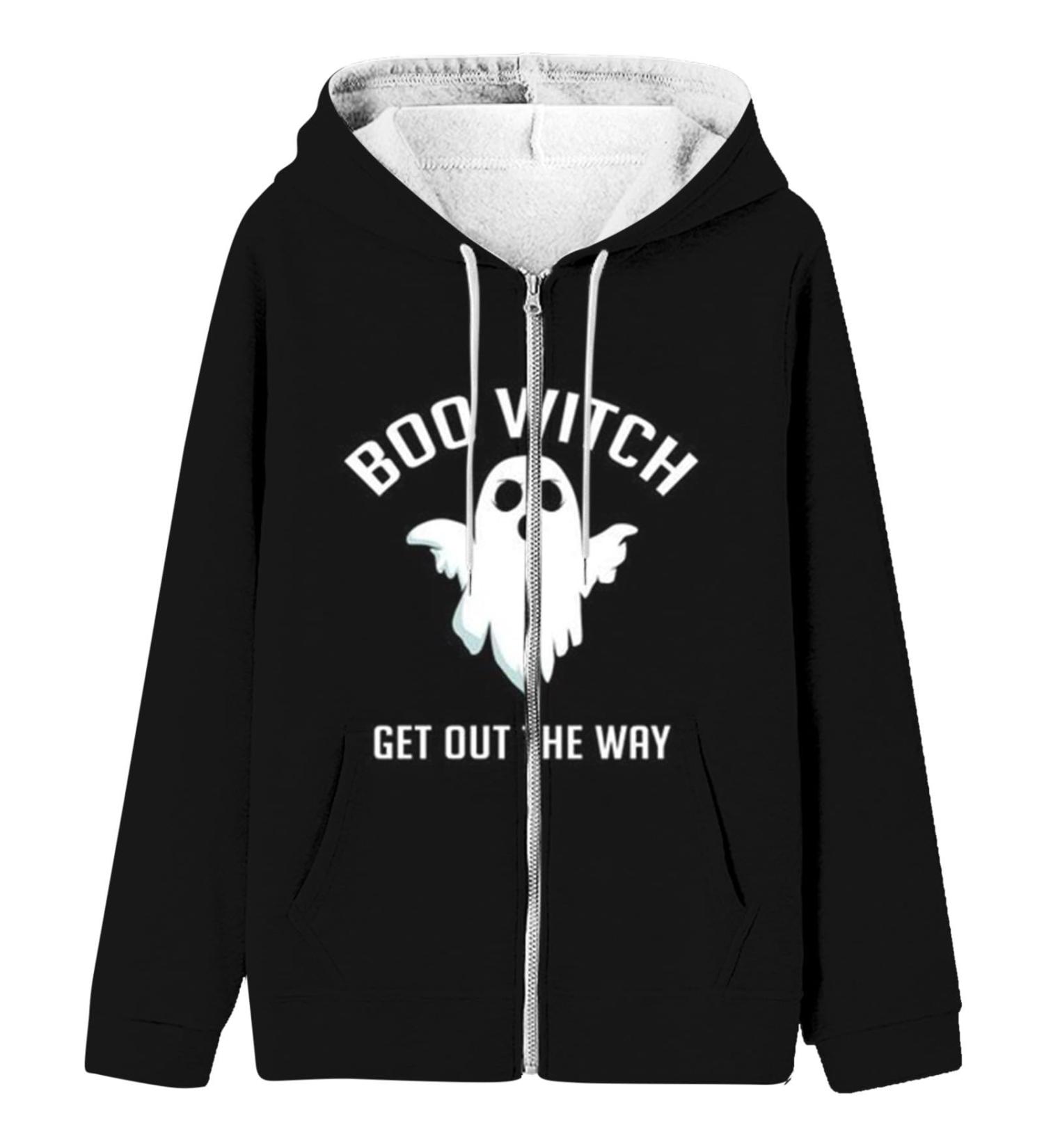 Halloween Costumes Sleeve Halloween Print Hoodie Stylish Loose Top White Large - Buy Online on GoSupps.com