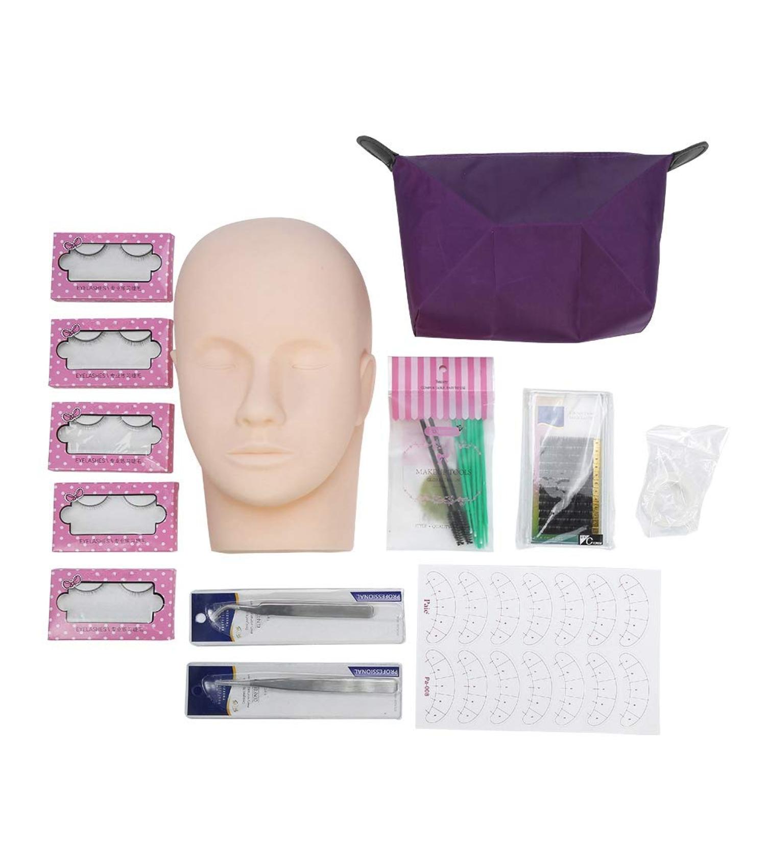 iFCOW Eyelash Practice Kit Professional One Training Head Model False Eyelashes Extension Practice Kit Tool For Starter - Buy Online on GoSupps.com