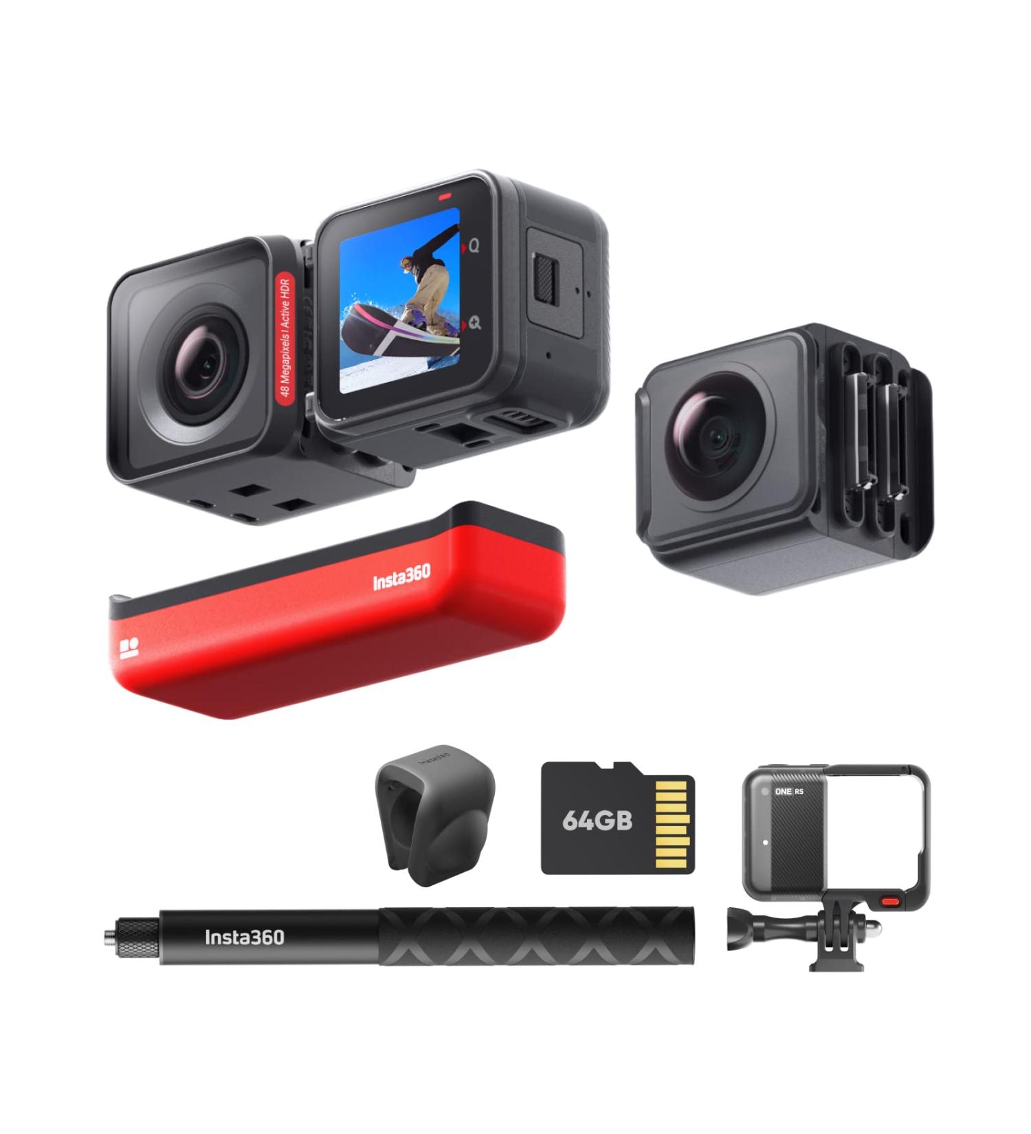 Insta360 ONE RS Twin Edition: Waterproof 4K Action Camera with Interchangeable Lenses, Stabilization, 48MP Photo, AI Editing | Get-Set Kit - Buy Online on GoSupps.com