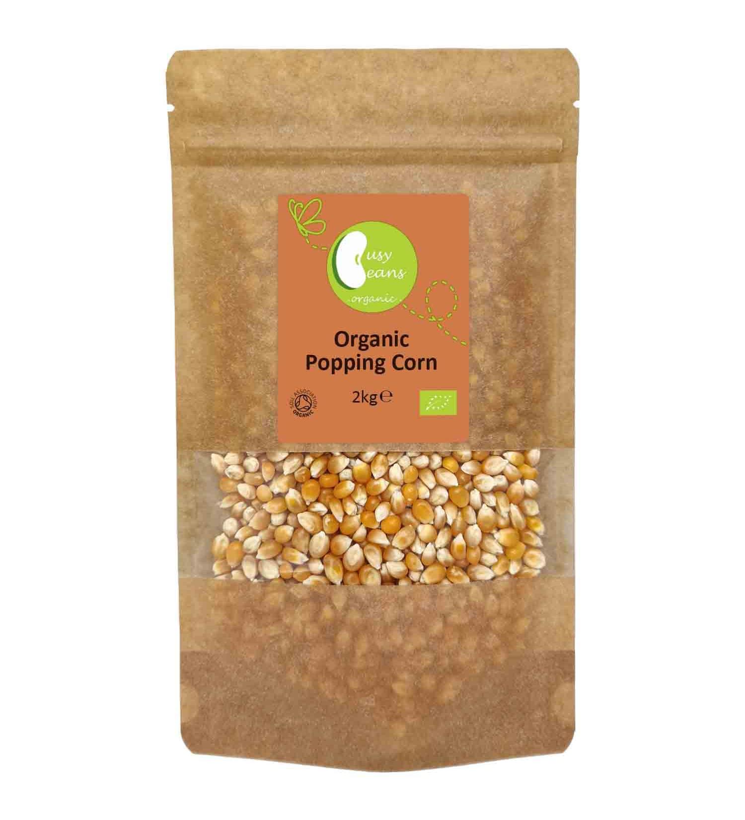 Organic Popping Corn - Certified Organic - by Busy Beans Organic (2kg) - Buy Online on GoSupps.com