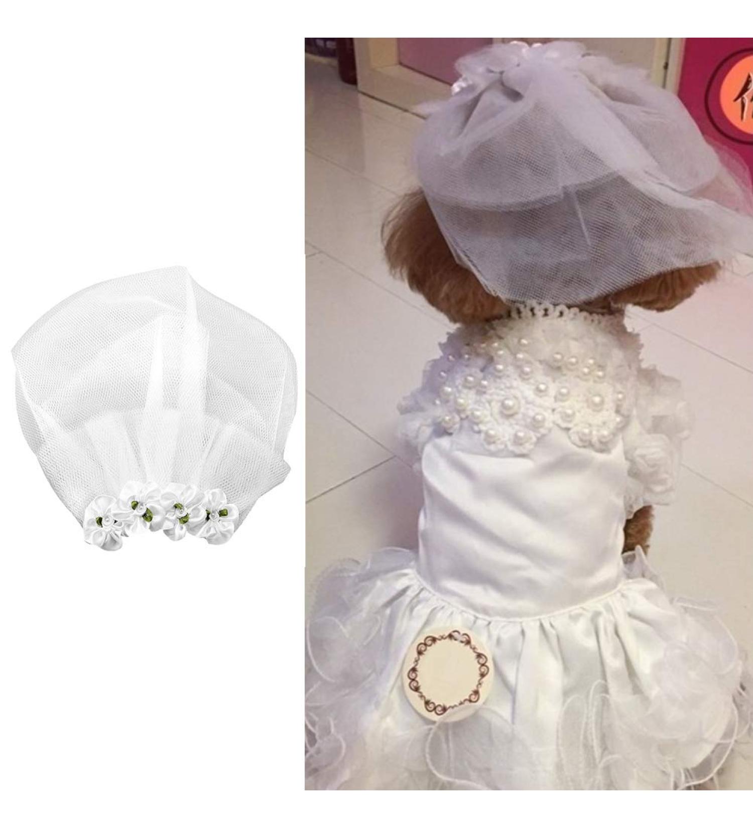 Dog Wedding Veil Pet Cat Wedding Veil Bridal Flower Headdress Dog Bride Costume Hair Bow Hair Accessories for Small Medium Large Dog (S) - Buy Online on GoSupps.com