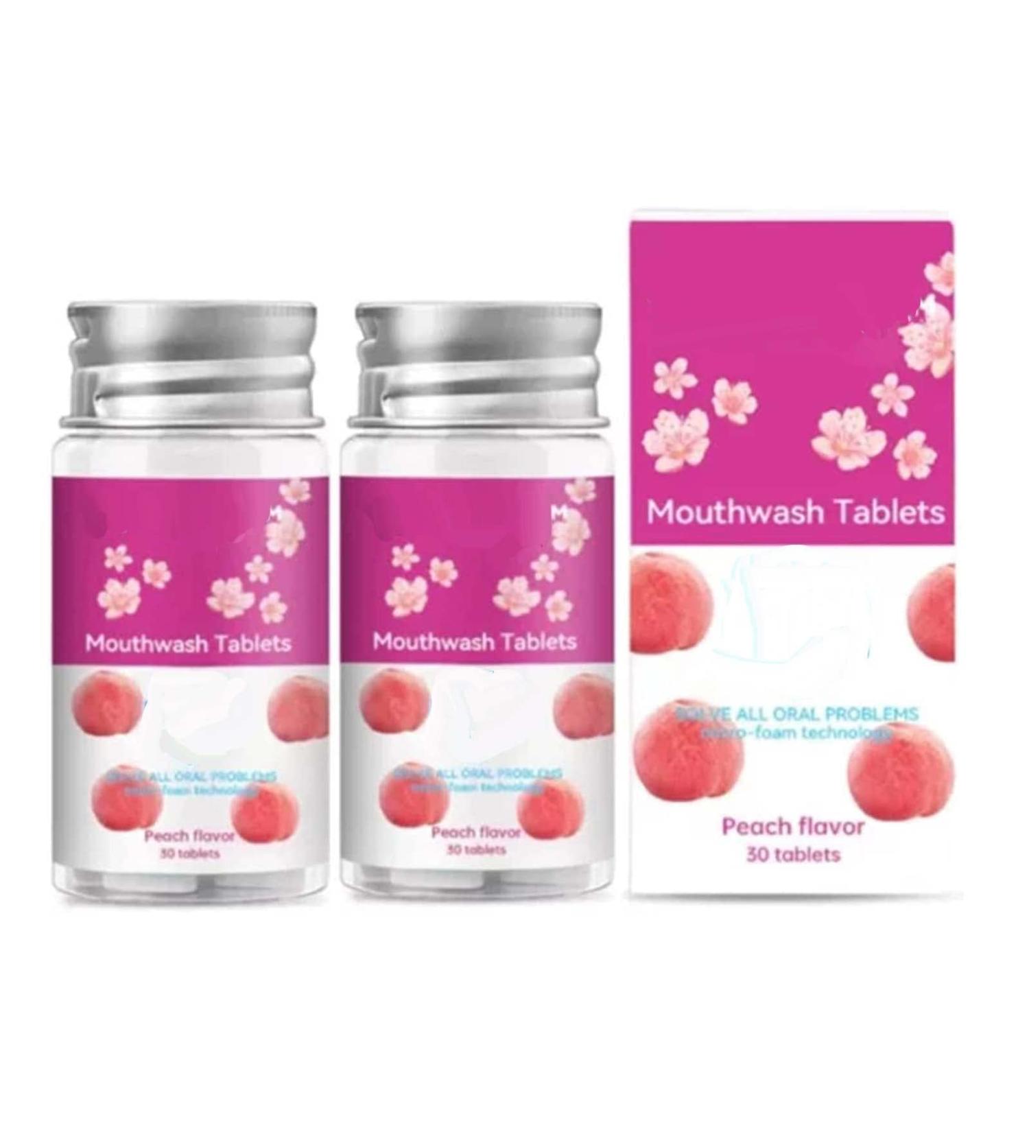TeetClean Mouthwash Tablets - All Natural Probiotics Teeth Whitening & Herbal Restorative Tablets (Peach 2PC) - Shop Internationally! - Buy Online on GoSupps.com