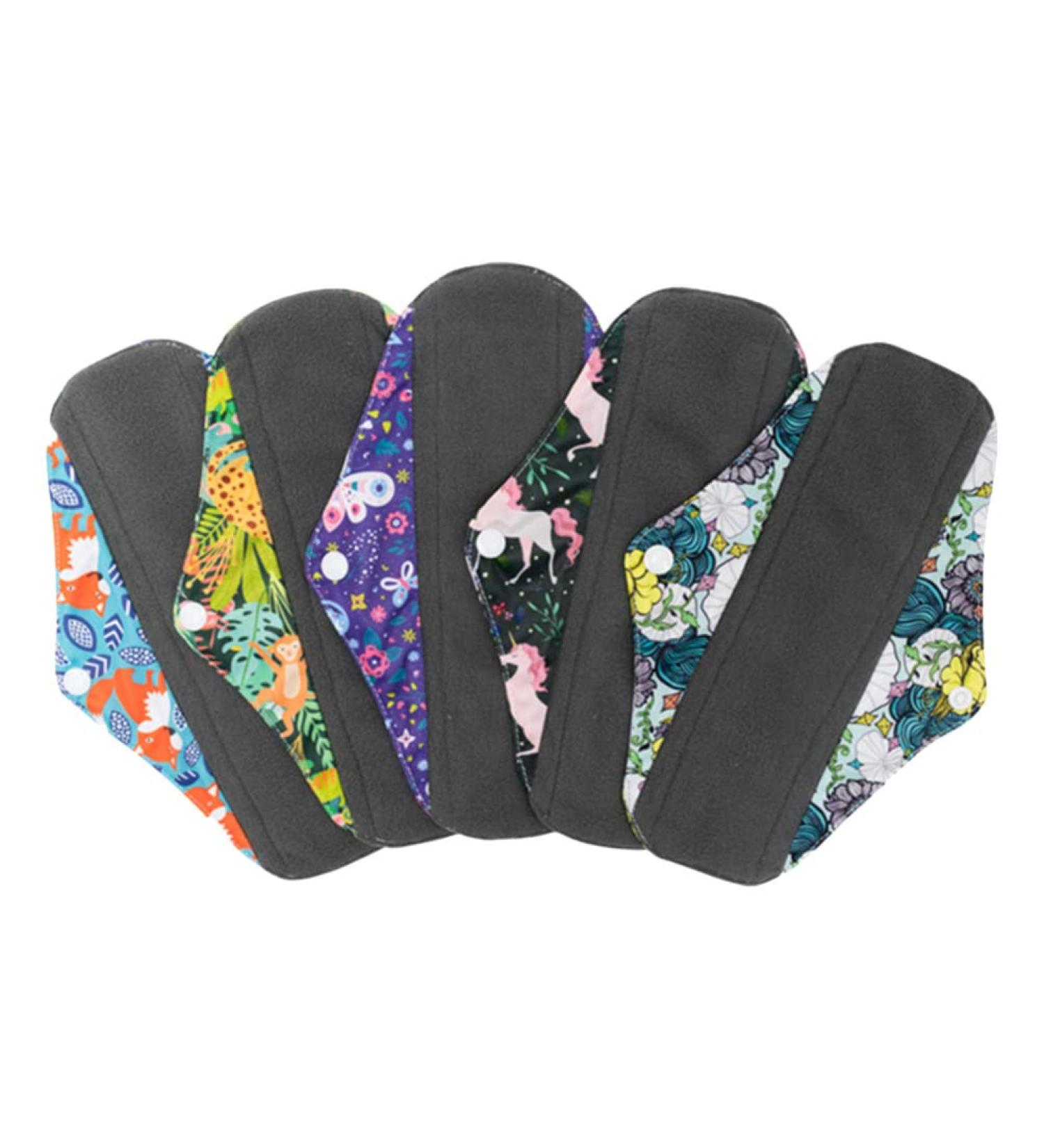 Washable Overnight Incontinence Pads 5pcs | Long Liners with Wings for Women | Reusable Cotton Period Diapers | Ideal for Menstrual Hygiene and Leak Protection - Buy Online on GoSupps.com