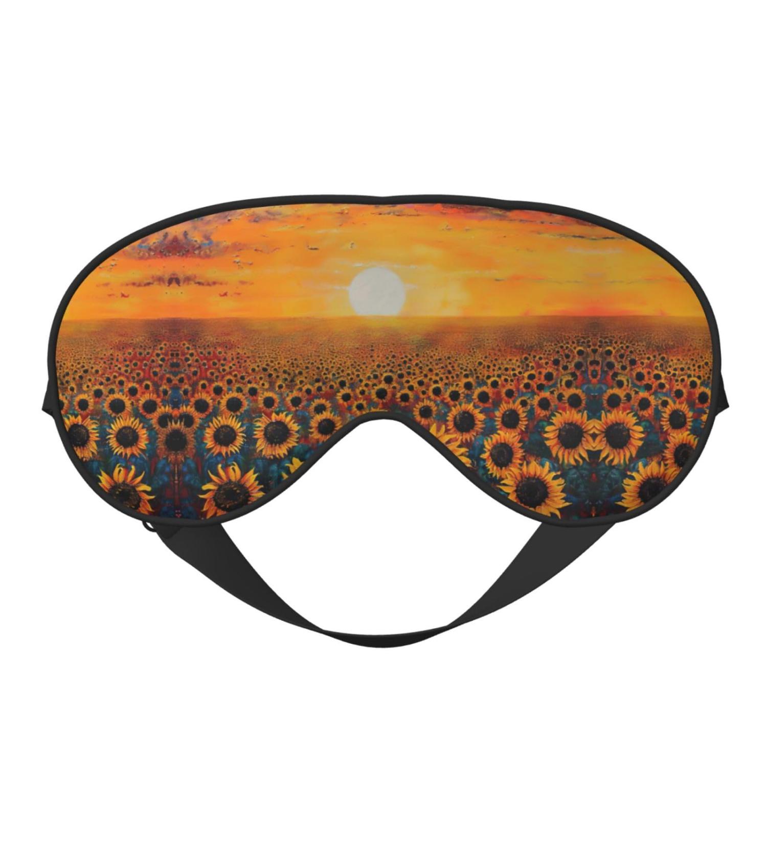SSIMOO Sunflower Field Sunset Eye Mask - Soft Breathable Sleep Patch for Women | Perfect for Travel & Relaxation - Buy Online on GoSupps.com