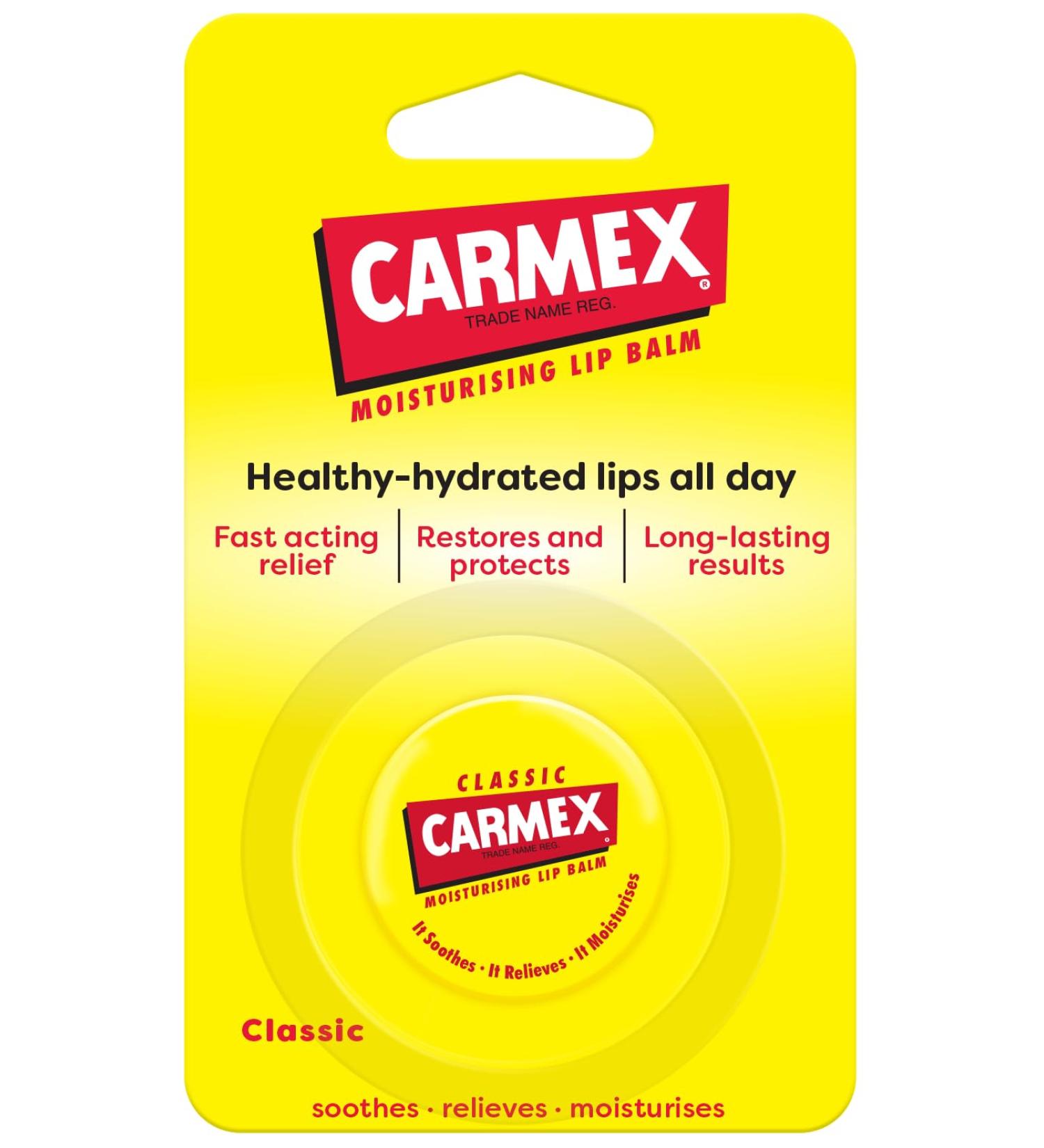 Carmex CLASSIC Moisturising Lip Balm 7.5g - For Dry and Chapped Lips - Buy Online on GoSupps.com