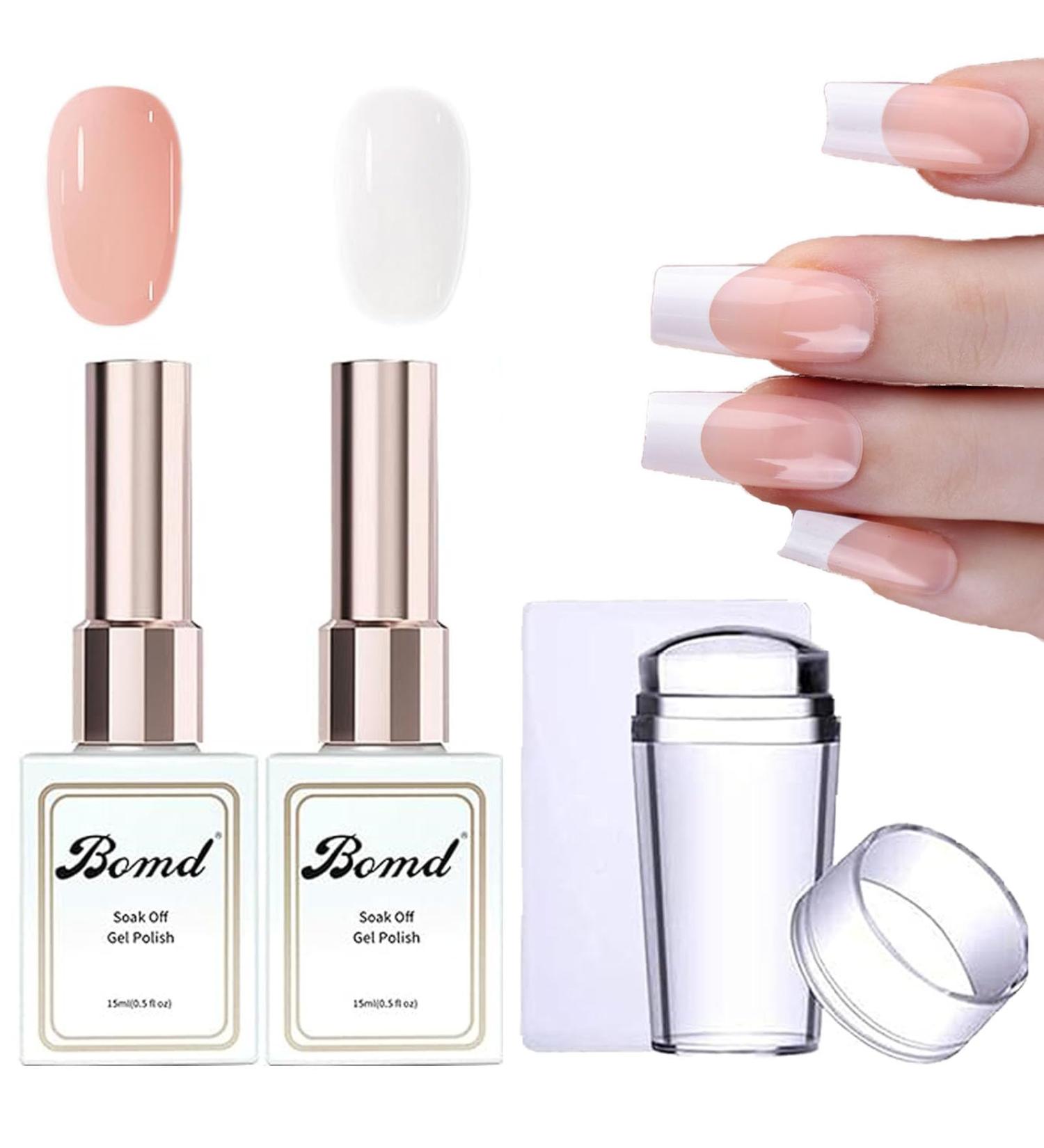 French Manicure Kit Gel Nail Polish Set for French Manicure White Nude Jelly Gel Polish Set with Nail Stamper Gel Polish for French Tips Set Soak Off UV/LED French Manicure Gift Set for Women Girl - Buy Online on GoSupps.com