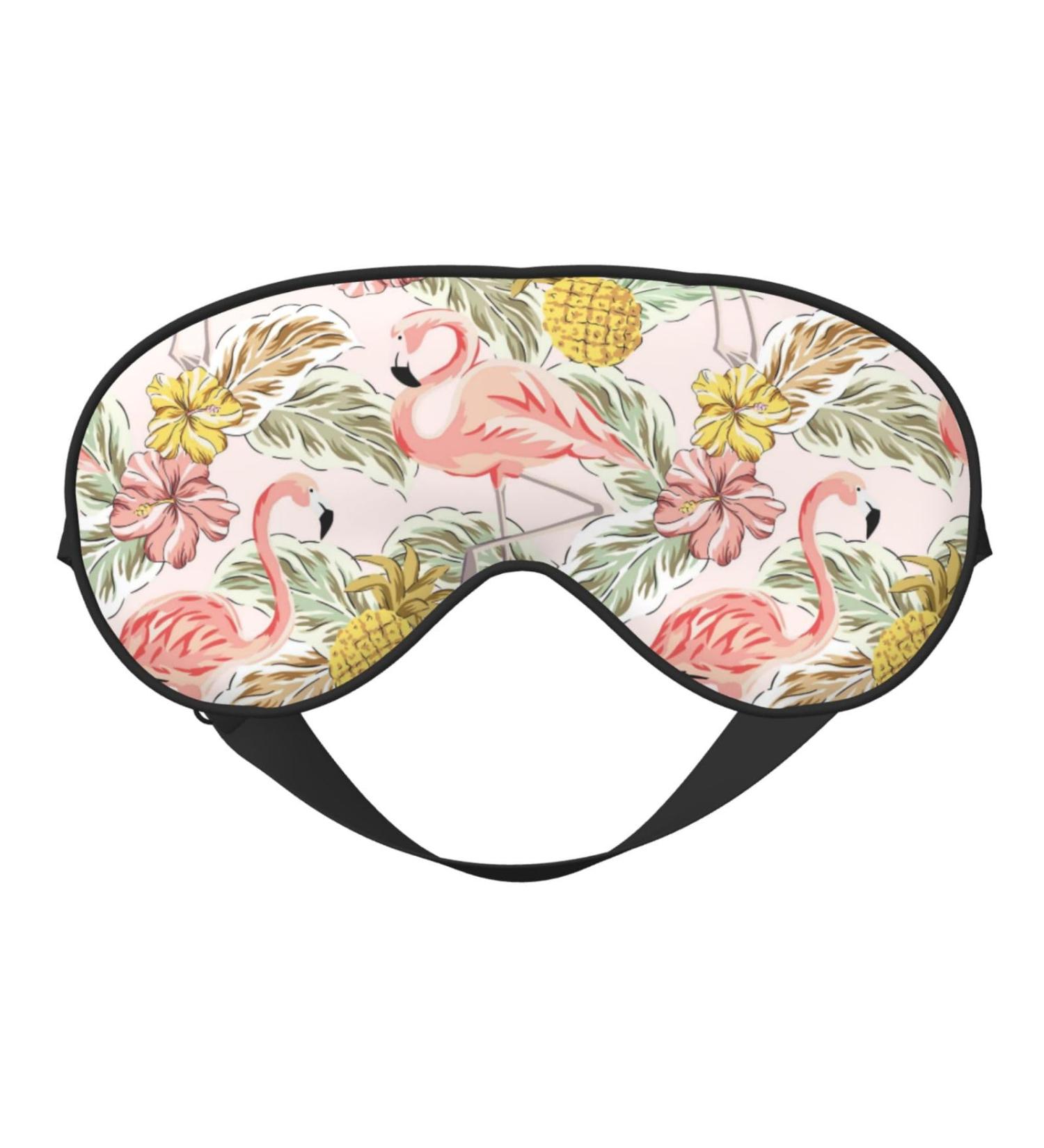 Shop Tropical Pink Flamingo Pineapple Sleep Mask | Soft Double-Sided Adjustable Eye Covers for a Restful Sleep - Buy Online on GoSupps.com