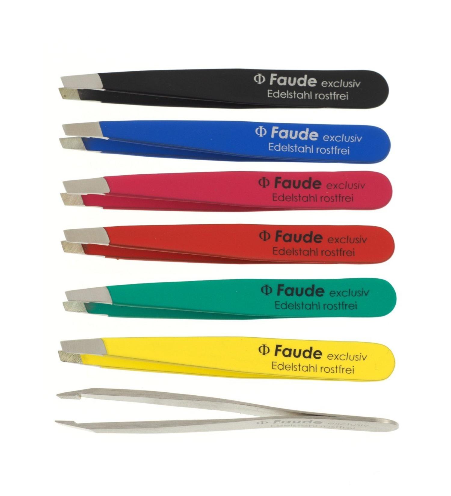 Faude Cosmetic tweezers slanted short blue 8 cm