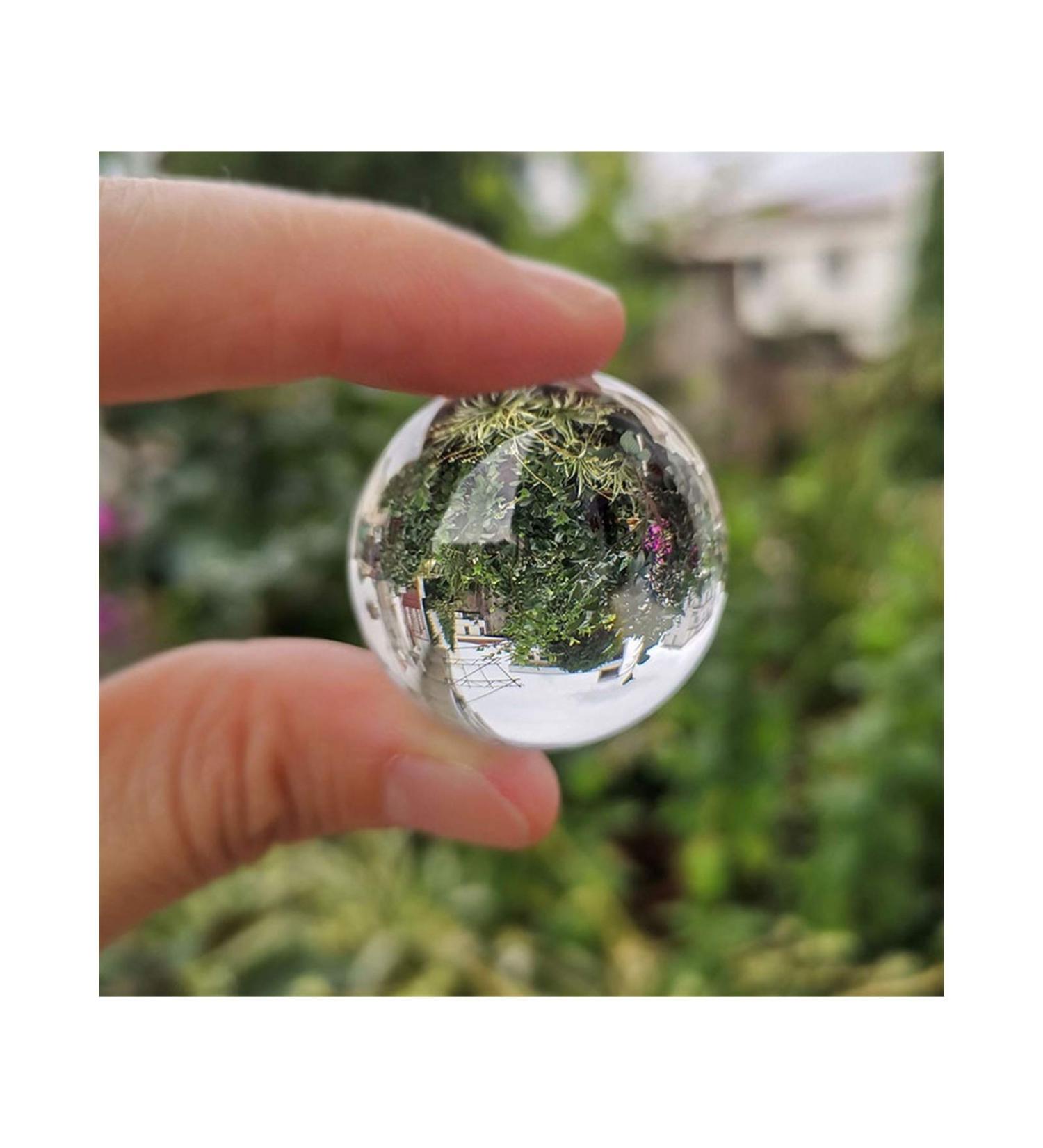 Fennchun crystal ice rack ball water wells bonsai glass ball main decoration ornaments feng shui figure marble ball gifts (color: transparent size: 30mm) 30mm transparent