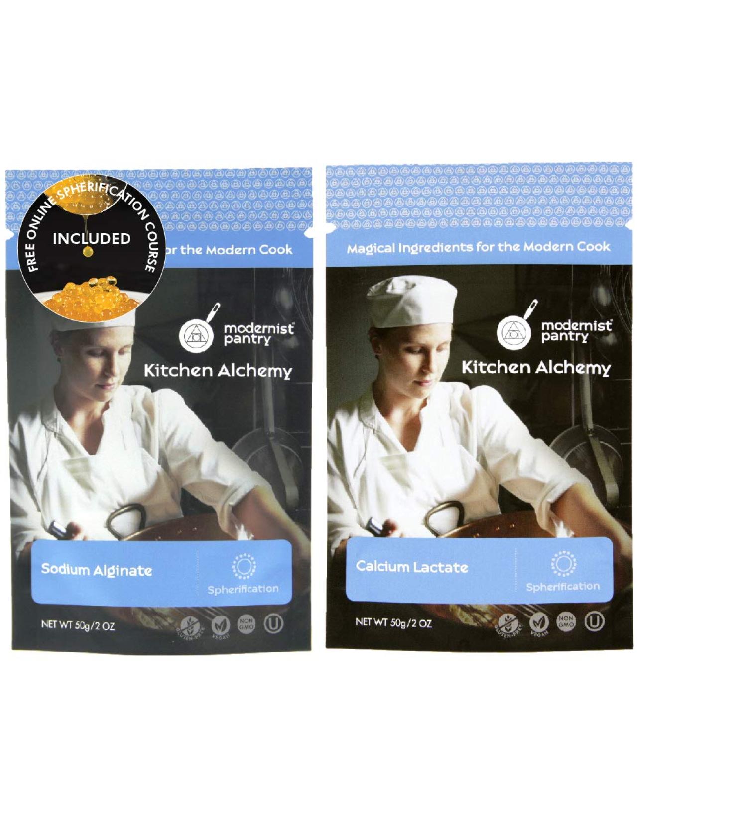 Sodium Alginate + Calcium Lactate Value Pack - Non-GMO Vegan OU Kosher Certified - 100g/4oz (Bundle of 2) - Buy Online on GoSupps.com