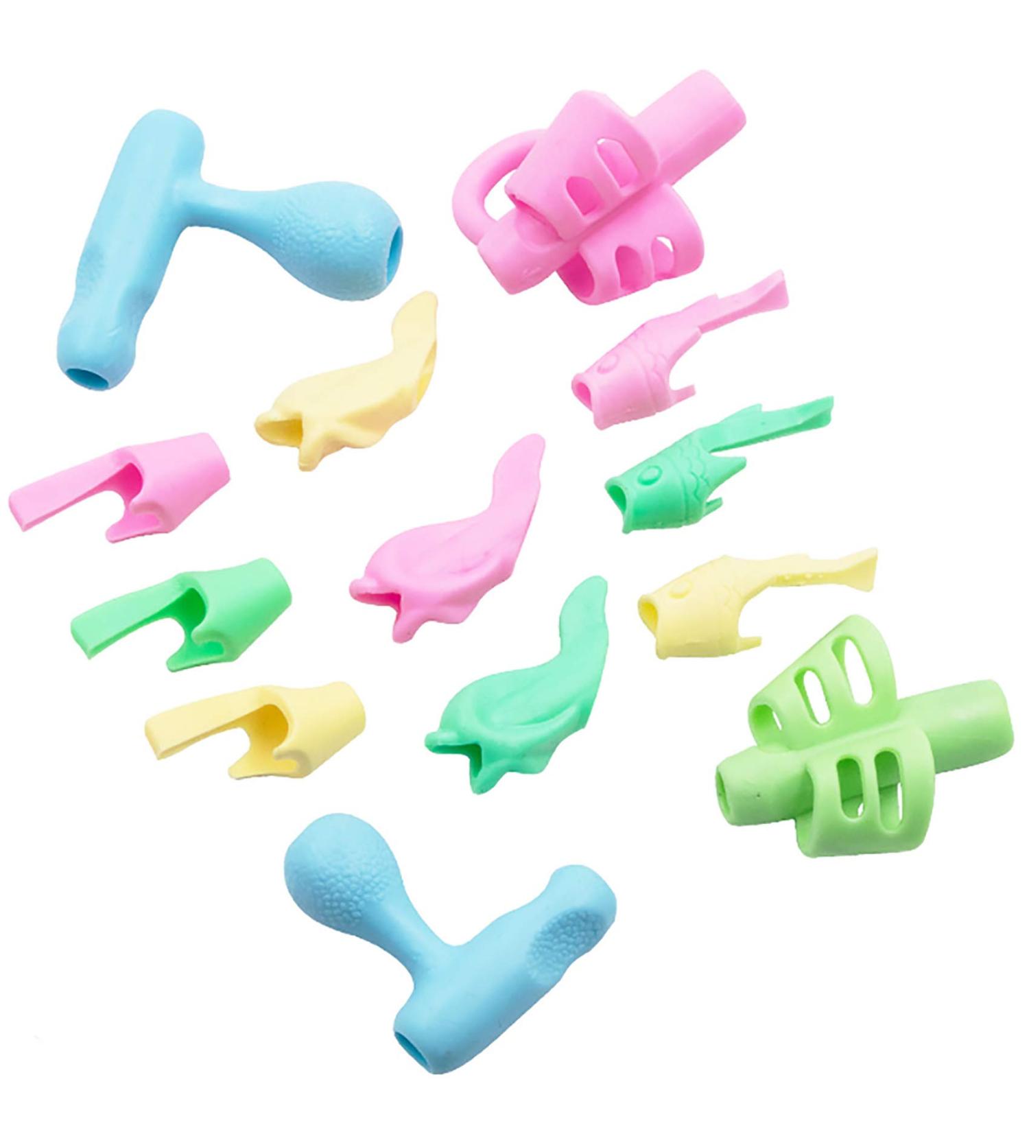 13-Piece Silicone Ergonomic Writing Aid Set | Pencil Grip & Posture Correction Tool for Children & Students | Ideal for Special Needs - Buy Online on GoSupps.com