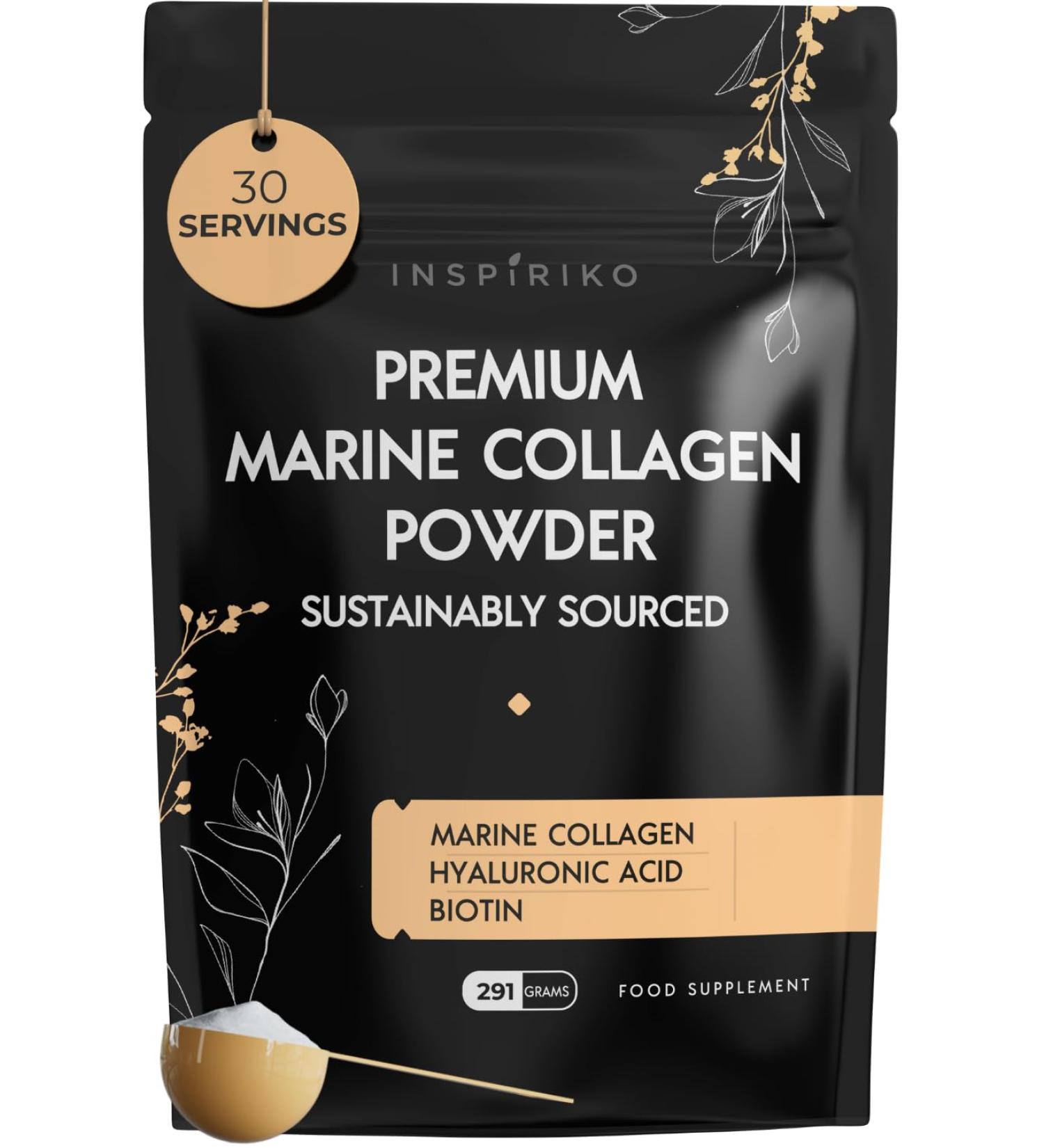 Marine Collagen Powder for Women | Hyaluronic Acid, Vitamin C, Biotin & MSM | Hydrolyzed Peptides | 30 Servings - Buy Online on GoSupps.com