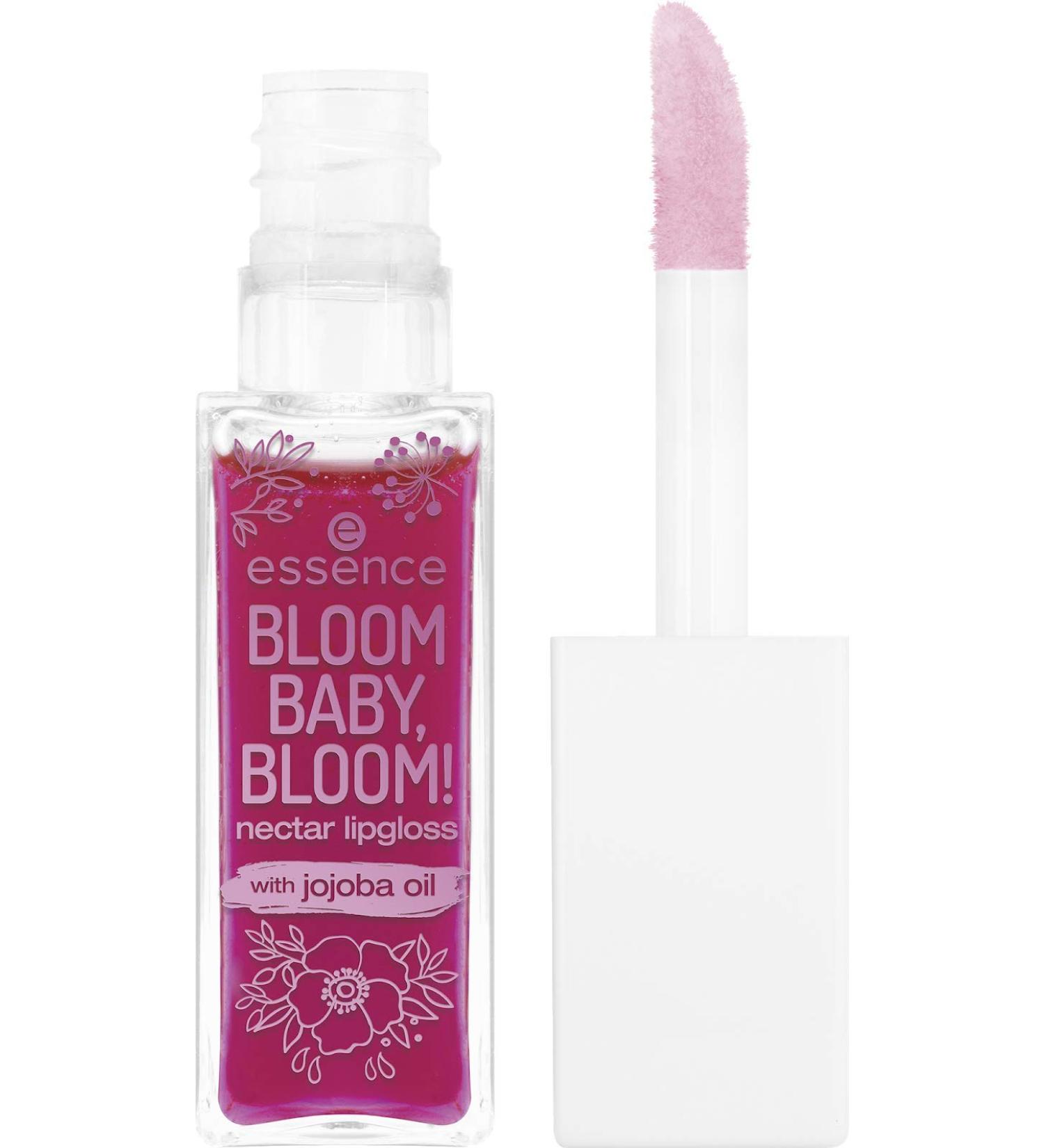 Essence BLOOM BABY BLOOM! Nectar Lipgloss with Jojoba Oil No. 01 Hibis-kiss Content: 9ml Shiny Lipgloss with Vitamin E