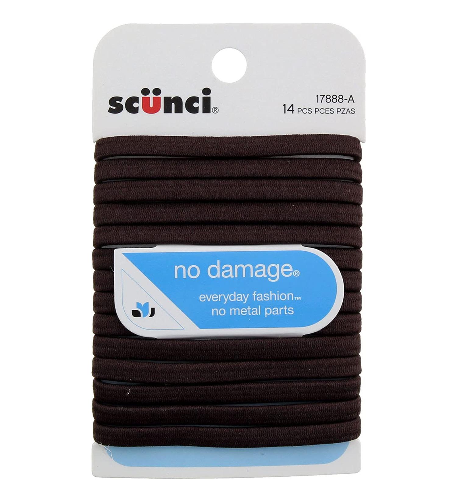 Scunci No Damage Brown Hair Elastics â€“ 14 Count | Soft & Durable for All Hair Types - Buy Online on GoSupps.com