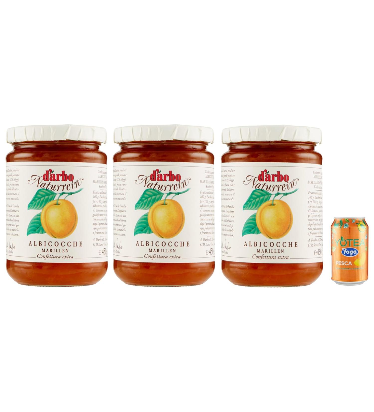 Darbo Confetura Natural Albicocche Jam Jar 450g + 1x 330ml Tin of Peach Iced Tea - Buy Online on GoSupps.com