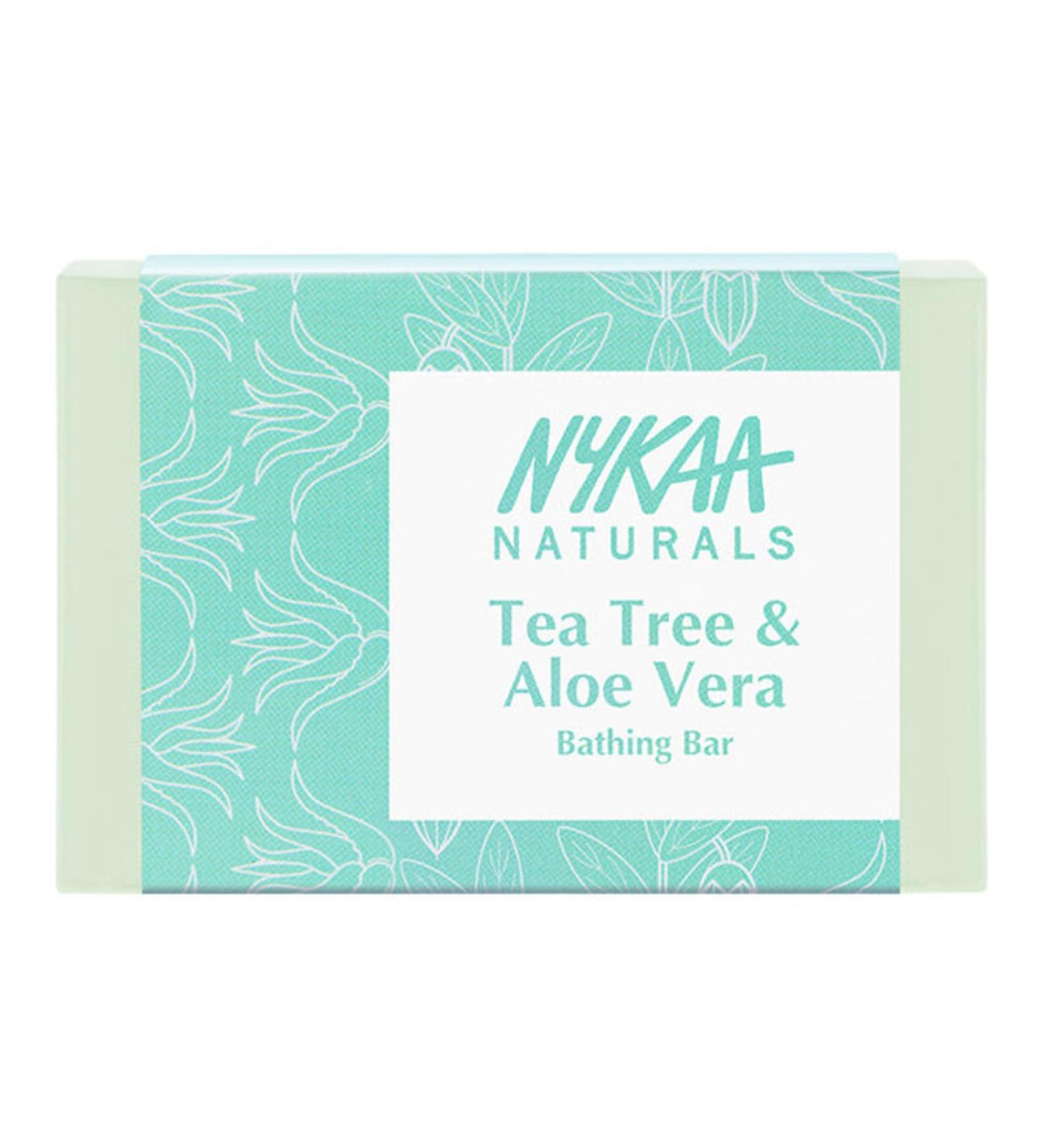 Nykaa Naturals Tea Tree & Aloe Vera Bathing Soap - Natural Skin Cleanser Nourishing & Hydrating Soap Bar - 3.5 oz - International Shipping Available - Buy Online on GoSupps.com