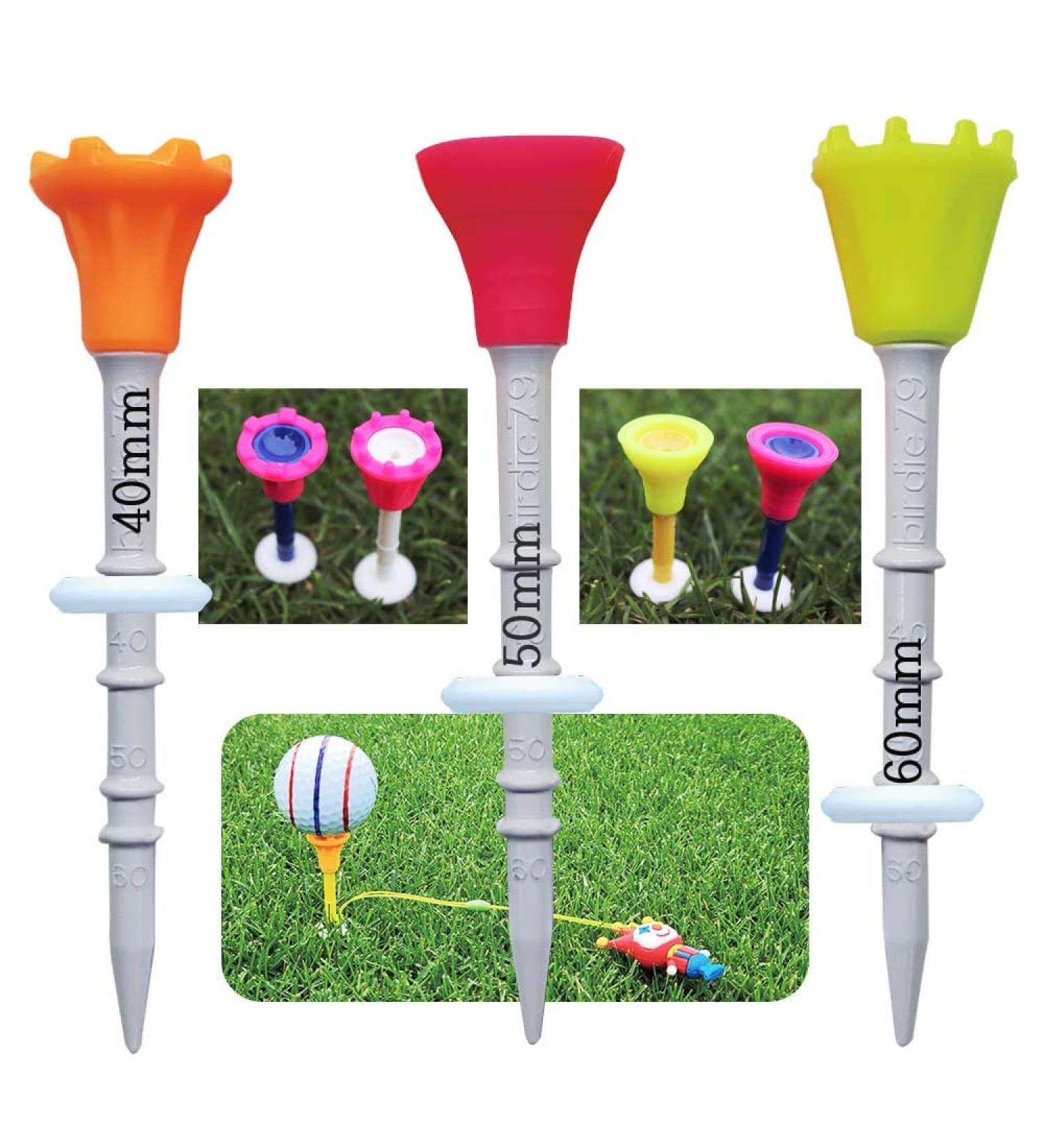 BIRDIE79 Upgraded Premium Big Head Silicone Golf Tees 3-1/4 Height Adjustable - Tee Off with Greater Consistency - Excellent Durability - Golf Tee Hanger - 1 Pack (9 Tees + 2 Figures) - Buy Online on GoSupps.com