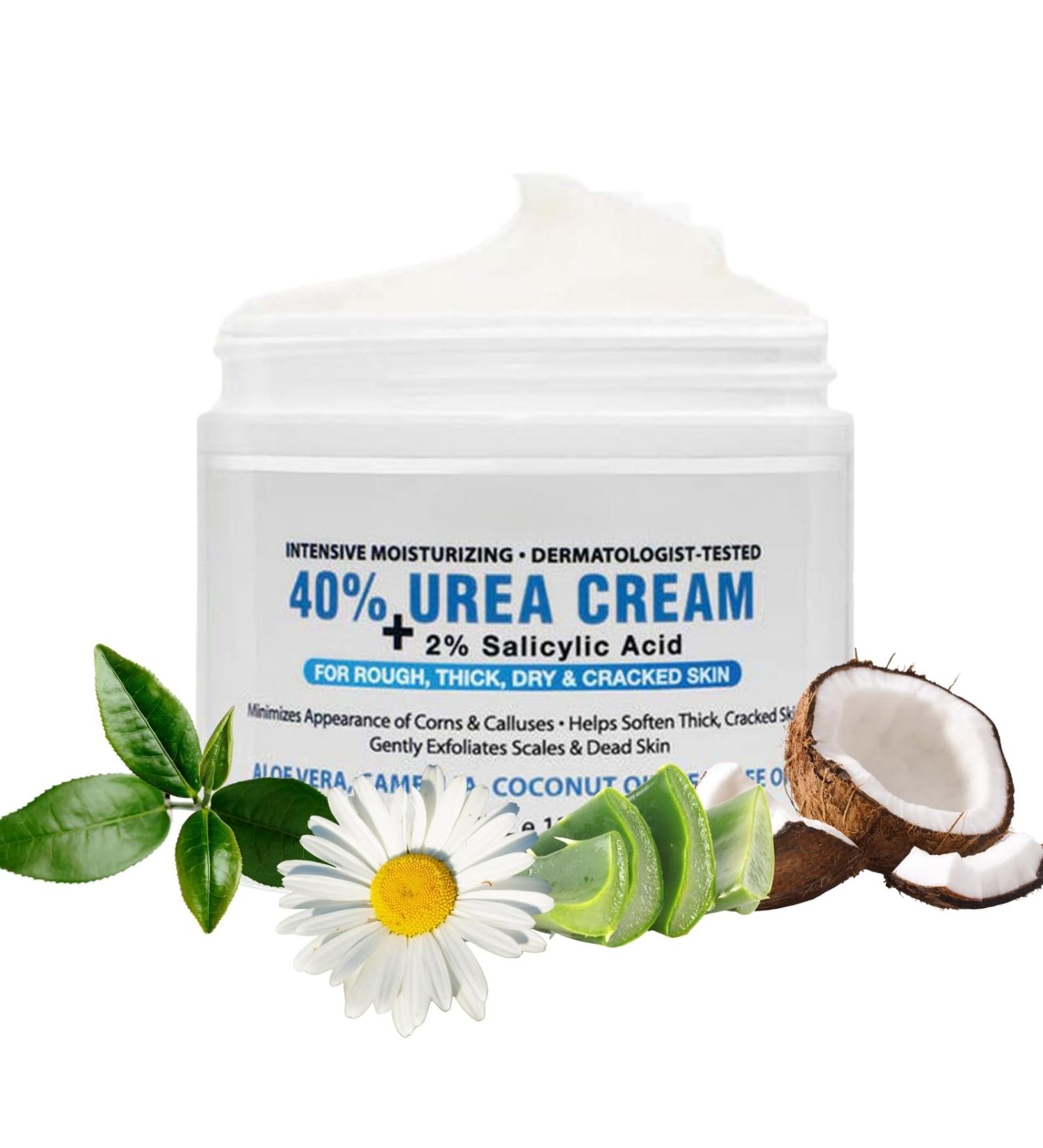 Urea Foot Cream 40 Percent - Urea Cream Plus 2% Salicylic Acid - Cracked Heel Repair Cream - Urea Cream for Feet with Coconut Oil Tea Tree and Aloe Vera - Callus Remover and Soften - Buy Online on GoSupps.com