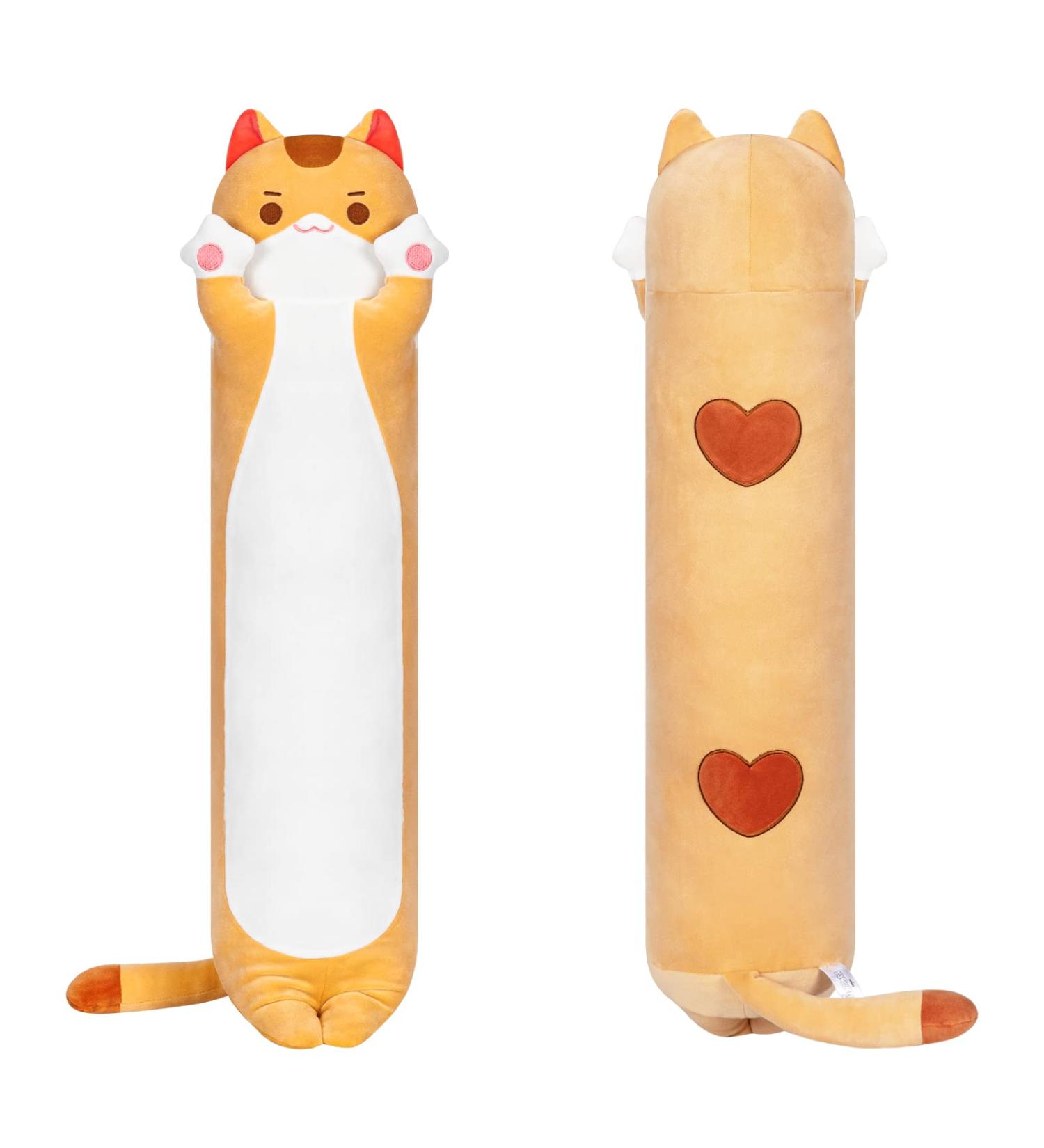 Mewaii 20in Long Cat Plush Pillow - Cute and Soft Stuffed Animal Squishy Pillow for Kids (Orange) - Brown Cat Body Pillow 20in/50cm - Buy Online on GoSupps.com