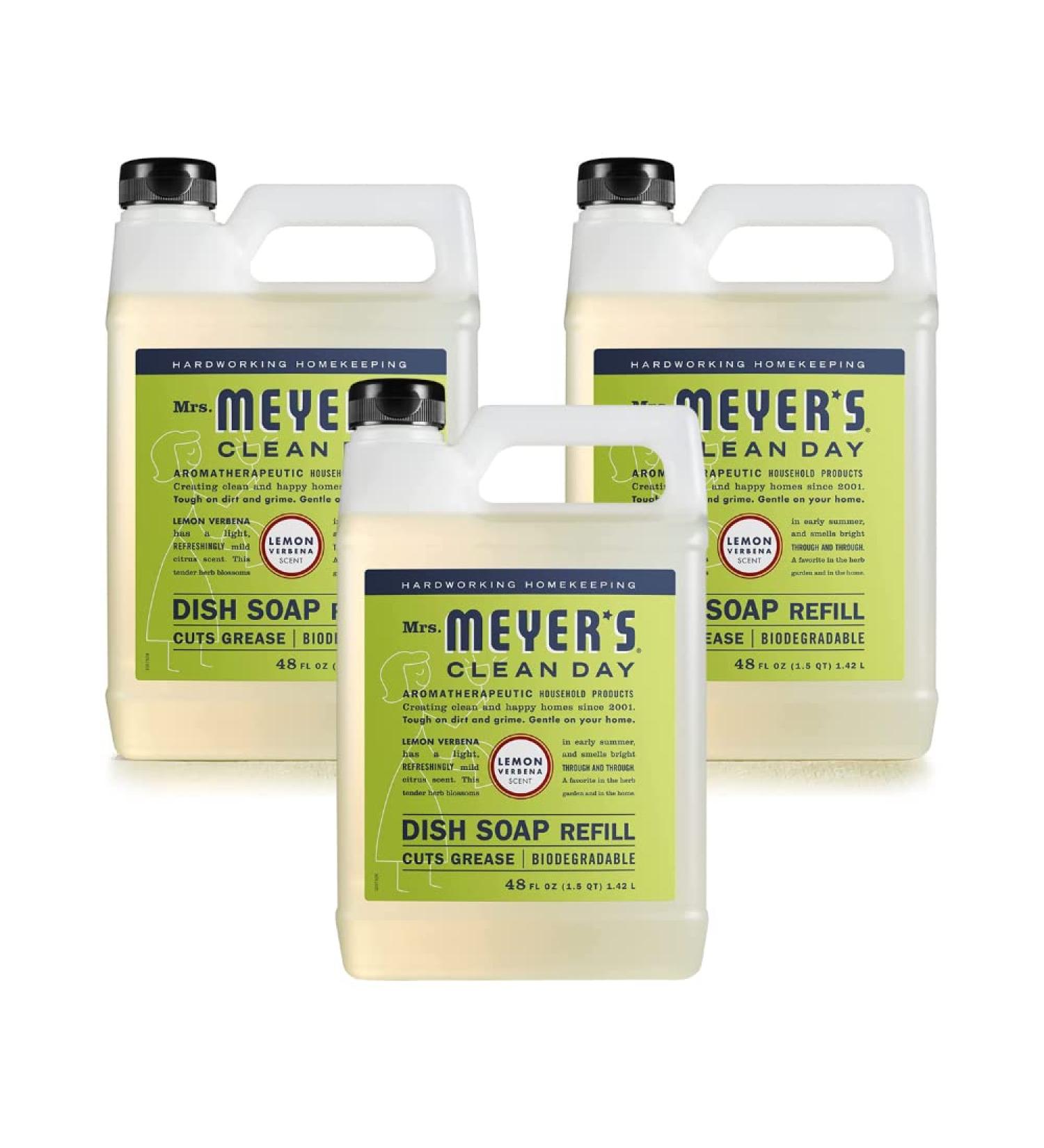 Mrs. Meyer's Clean Day Liquid Dish Soap Refill - Biodegradable Lemon Verbena 48 Fl Oz (Pack of 3) | Eco-Friendly Dishwashing Solution for International Shipping - Buy Online on GoSupps.com