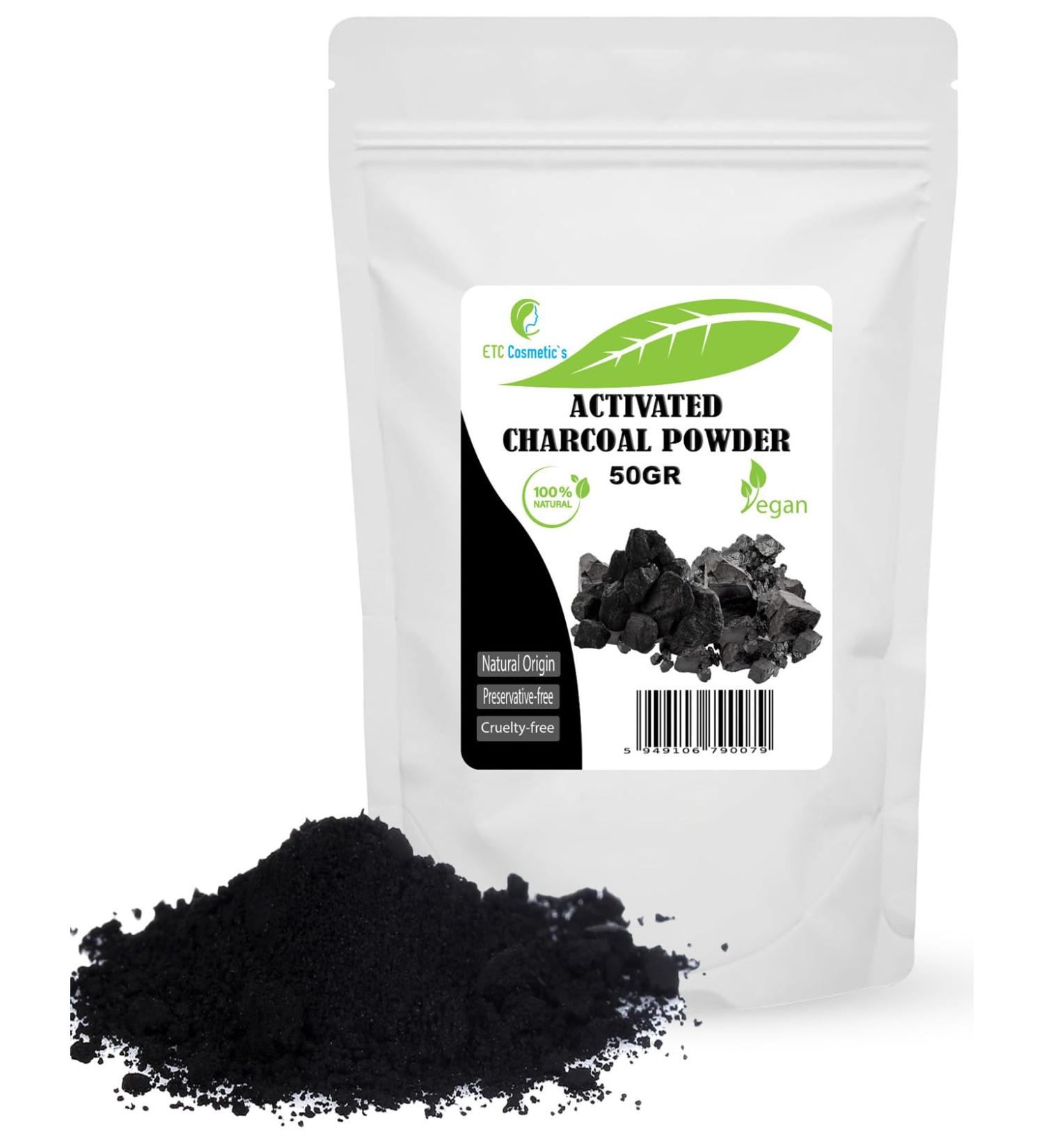 Activated Carbon Powder - 25/50g - Use in Masks Body Wraps Scrubs Exfoliating Formulations Soap Dye Makeup Formulations as Mascara (50 Gr) - Buy Online on GoSupps.com