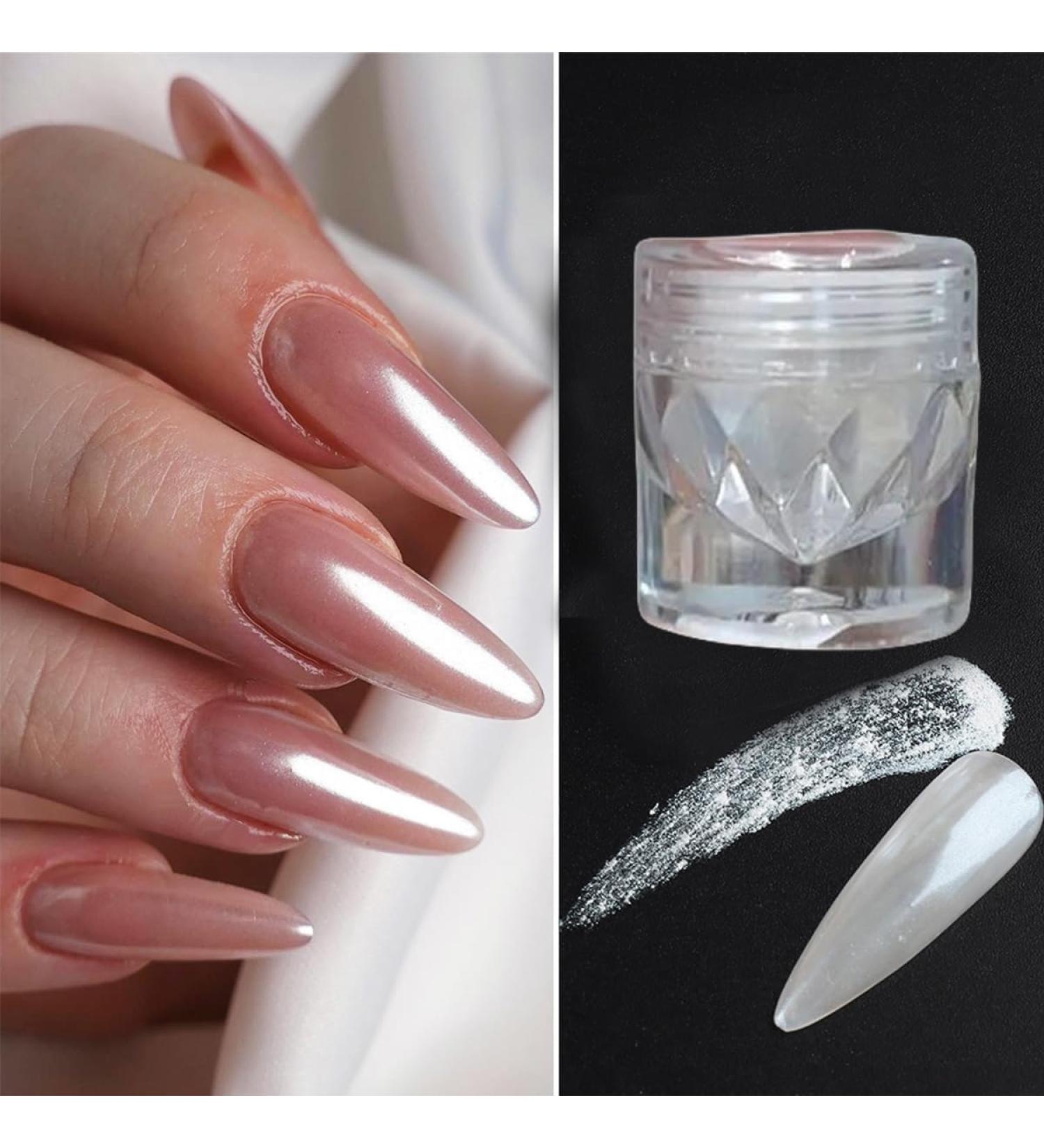 GZMAYUEN White Pearl Chrome Nail Powder - Iridescent Shimmer Powder for Nails - Buy Online on GoSupps.com
