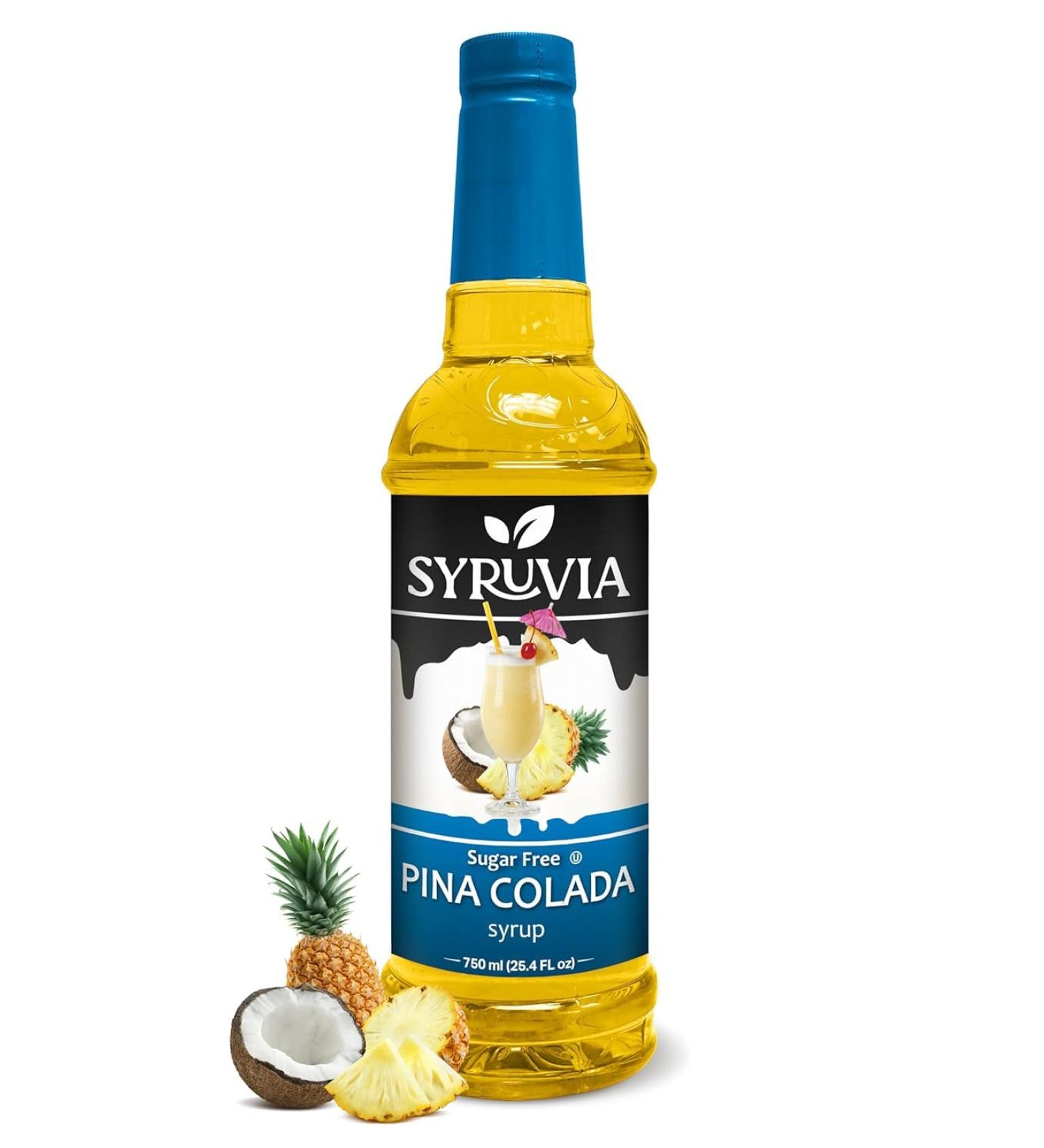 Syruvia Sugar-Free Pina Colada Syrup - 0 Calorie - Premium Flavoring Syrup for Tea Italian Sodas Beverages Desserts Ice Cream Cocktails & Mocktails - Kosher Gluten Free - 25.4 fl oz. - Buy Online on GoSupps.com
