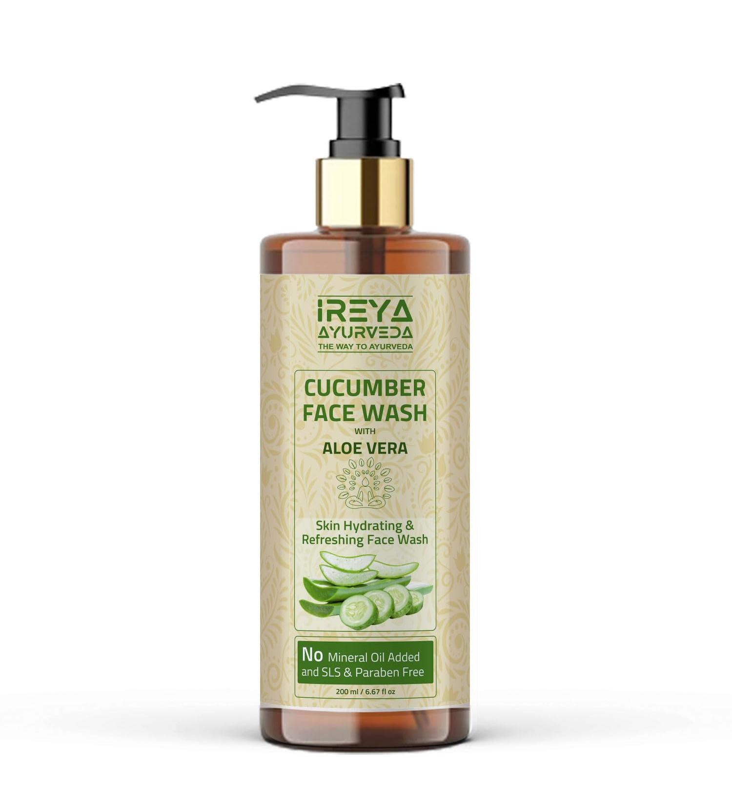Cucumber Face Wash 200ml with Aloe Vera Face Wash for men and women Made With Cucumber extract & Aloe vera gel.Pure Vegan Natural Cruelty Free by Ireya Ayurveda - Buy Online on GoSupps.com