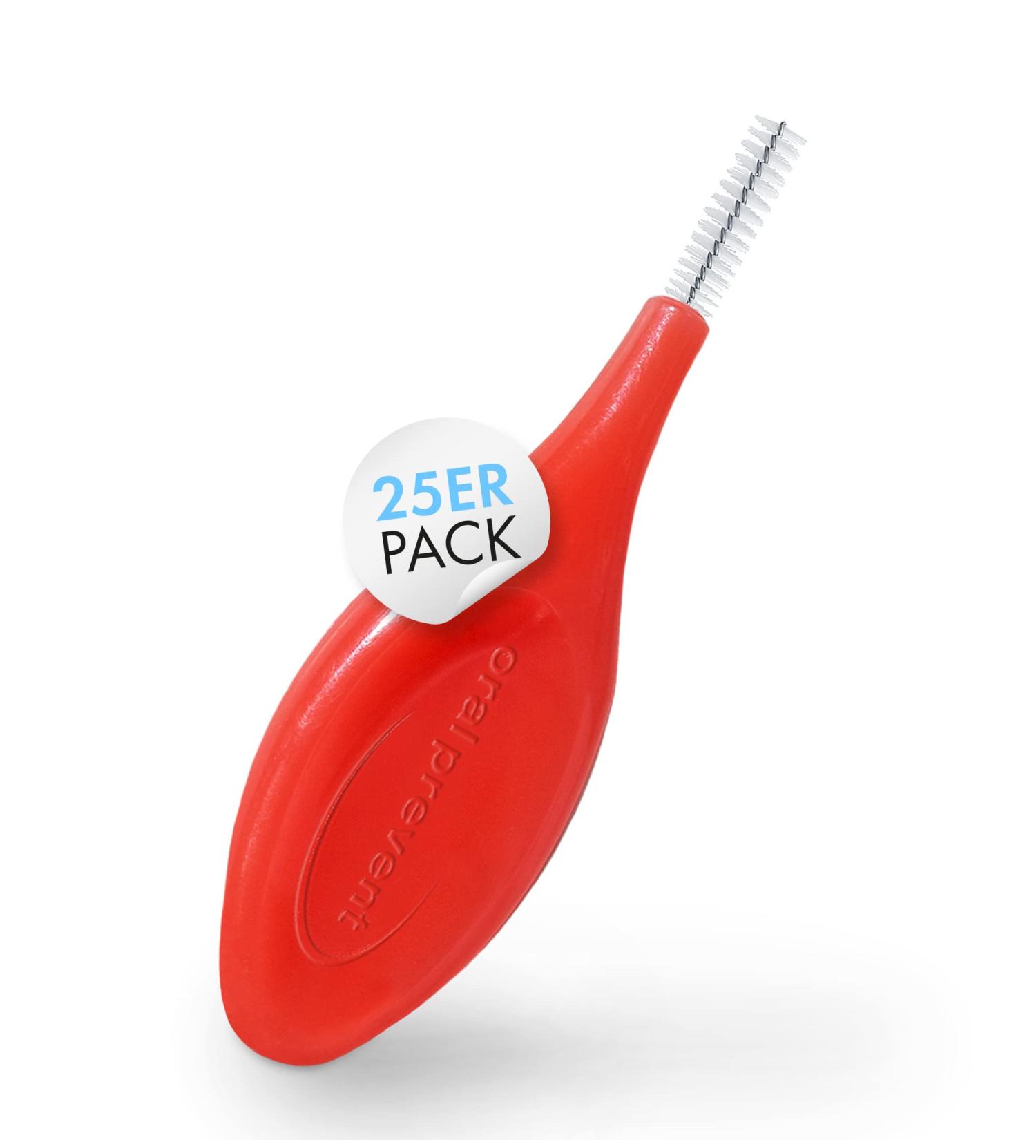 25 Interdental Brushes - Oral Prevent Tooth Cleaning for Tartar & Caries Prevention - 0.60mm ISO Size 3 - Red - Buy Online on GoSupps.com