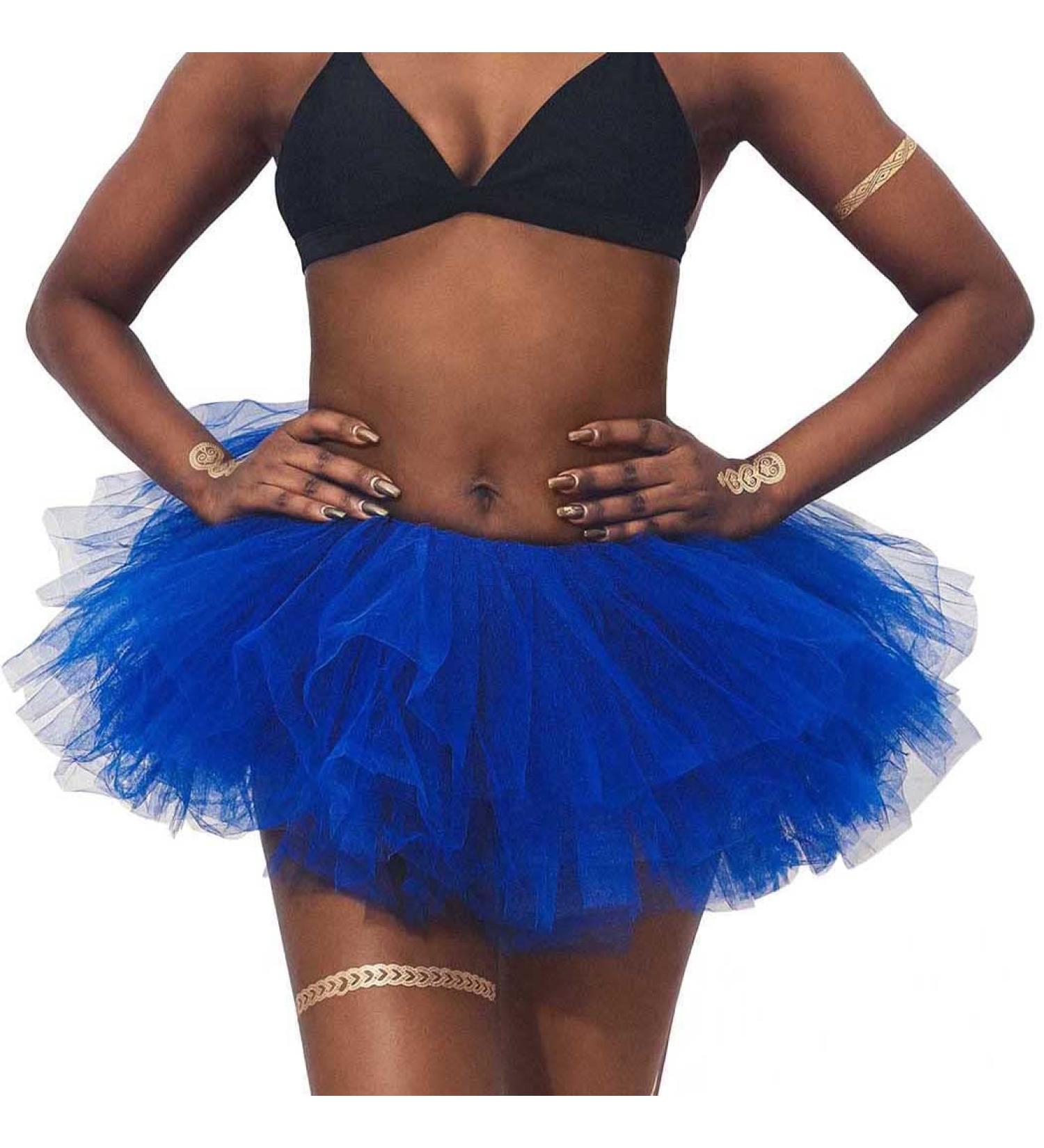 REETAN Royal Blue Ballet Tutu Skirt for Women and Girls - Six-Layered Tulle Elastic Dance Skirt - Buy Online on GoSupps.com