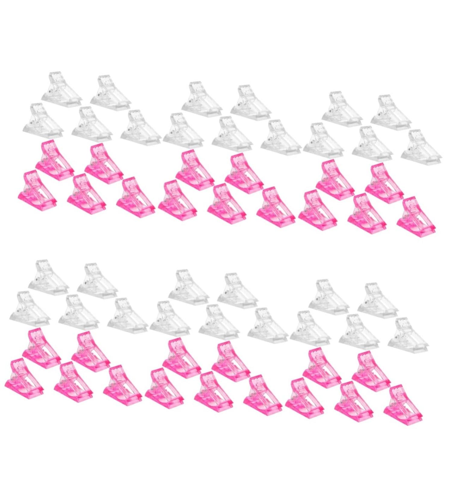Mikinona 72 Pcs Nail Clip Extension Clamp Nail Binder Clips Manicure Extension Finger Nail Extension Clips Nail Tip Clips Clamps Heavy Duty Nail Dip Kits Equipment Plastic Crystal White 4X3X2CMx6pcs White Pinkx6pcs - Buy Online on GoSupps.com