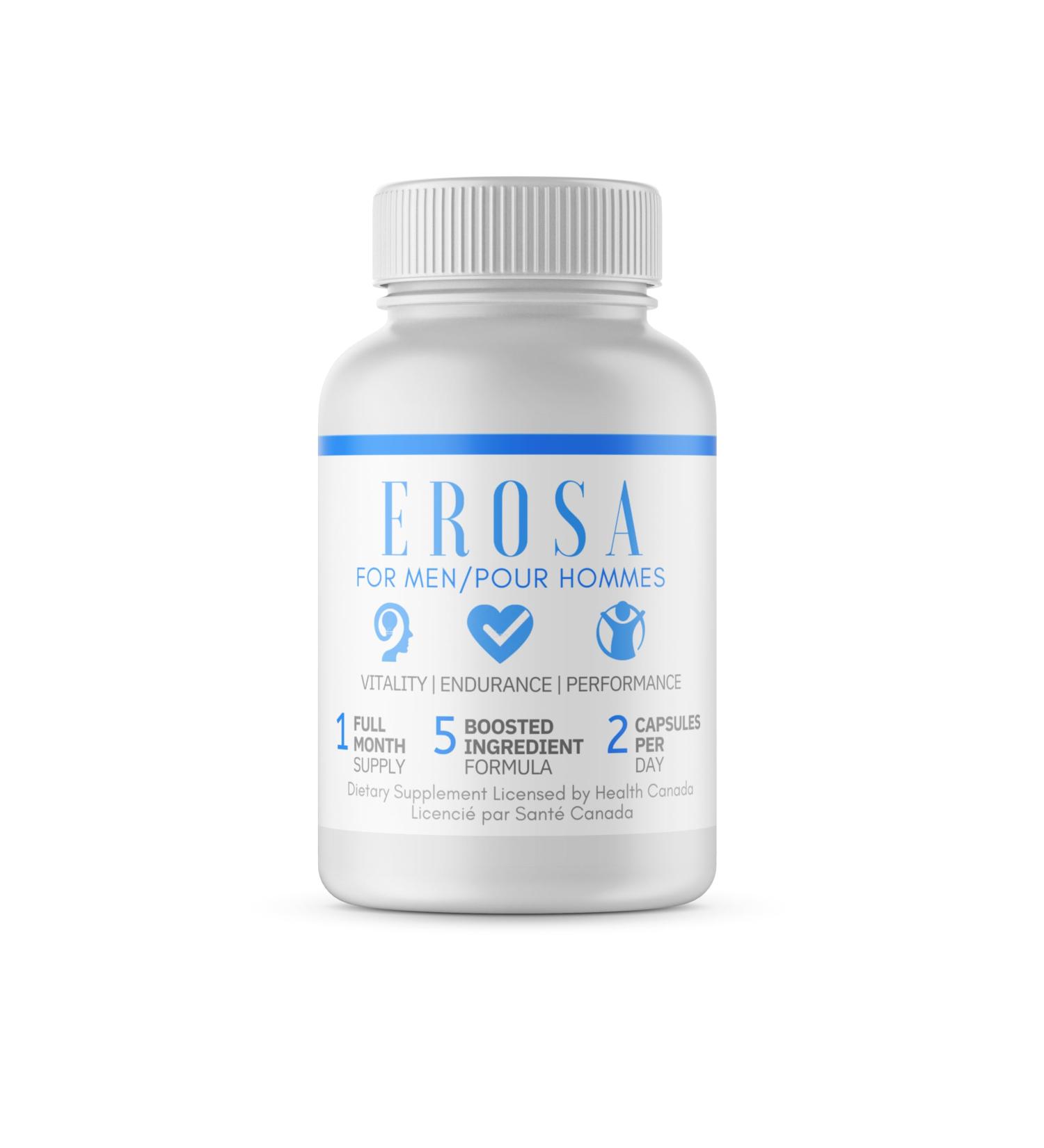 Erosa for Men | High Potency Extract Formula | Maca Moringa Tribulus Curcumin Piperine | All-Natural Formula for Men s Core Health | 60 Caps | Vitality Vigour Libido Blood Flow Energy