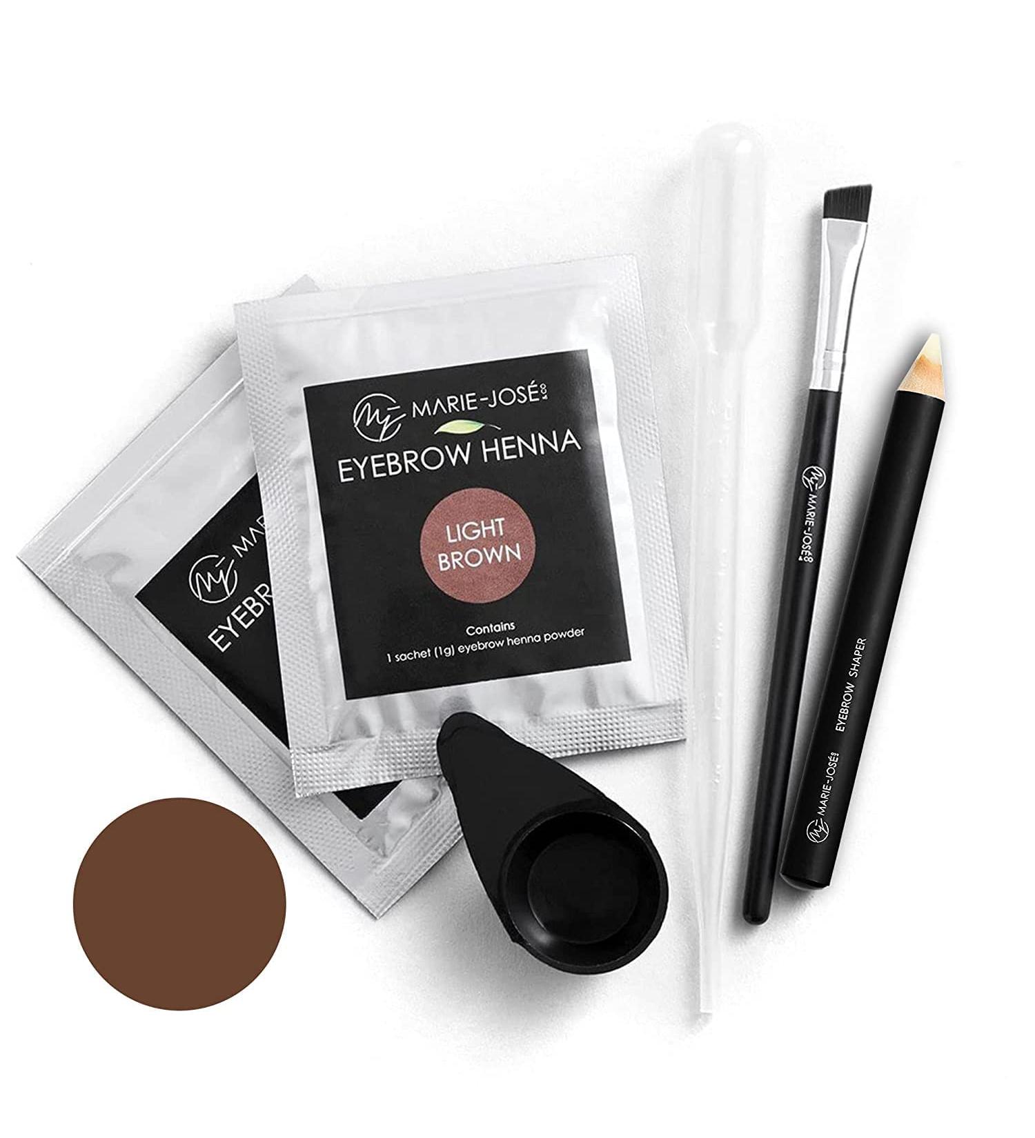 Marie-Jos & Co Light Brown Eyebrow Color Set - Vegan Henna DIY Kit for 10 Treatments - Naturally Color Your Brows! - Buy Online on GoSupps.com