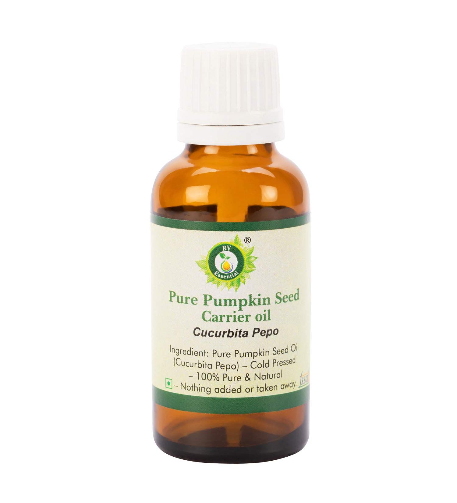 Huile graines citrouille | Cucurbita Pepo | Huile graines citrouille pure | Pour cheveux | Pour visage | Pour cuisine | 100% pur | Press froid | Pumpkin Seed Oil | 15ml | 0.507oz By R V Essential - Buy Online on GoSupps.com