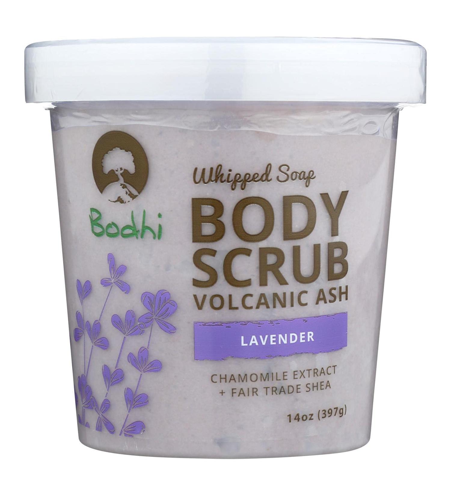 Bodhi Whipped Soap Body Scrub Volcanic Ash with Chamomile Extract and Fair Trade Shea - Lavender - 14oz