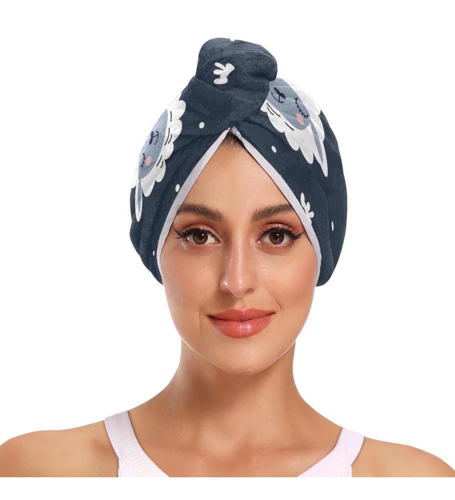 Super Absorbent Sheeps Hair Towel 2 Pack - Quick Dry Dark Blue Hair Turbans for Women & Girls - Buy Online on GoSupps.com