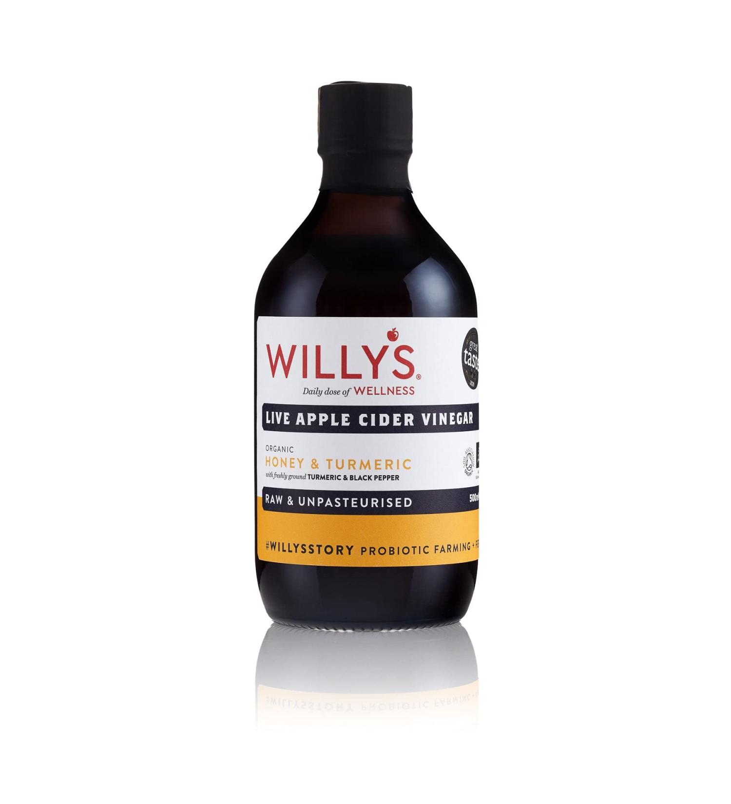 Willys Org Apple Cider Vinegar with Honey Turmeric & Pepper 500ml Pack of 6