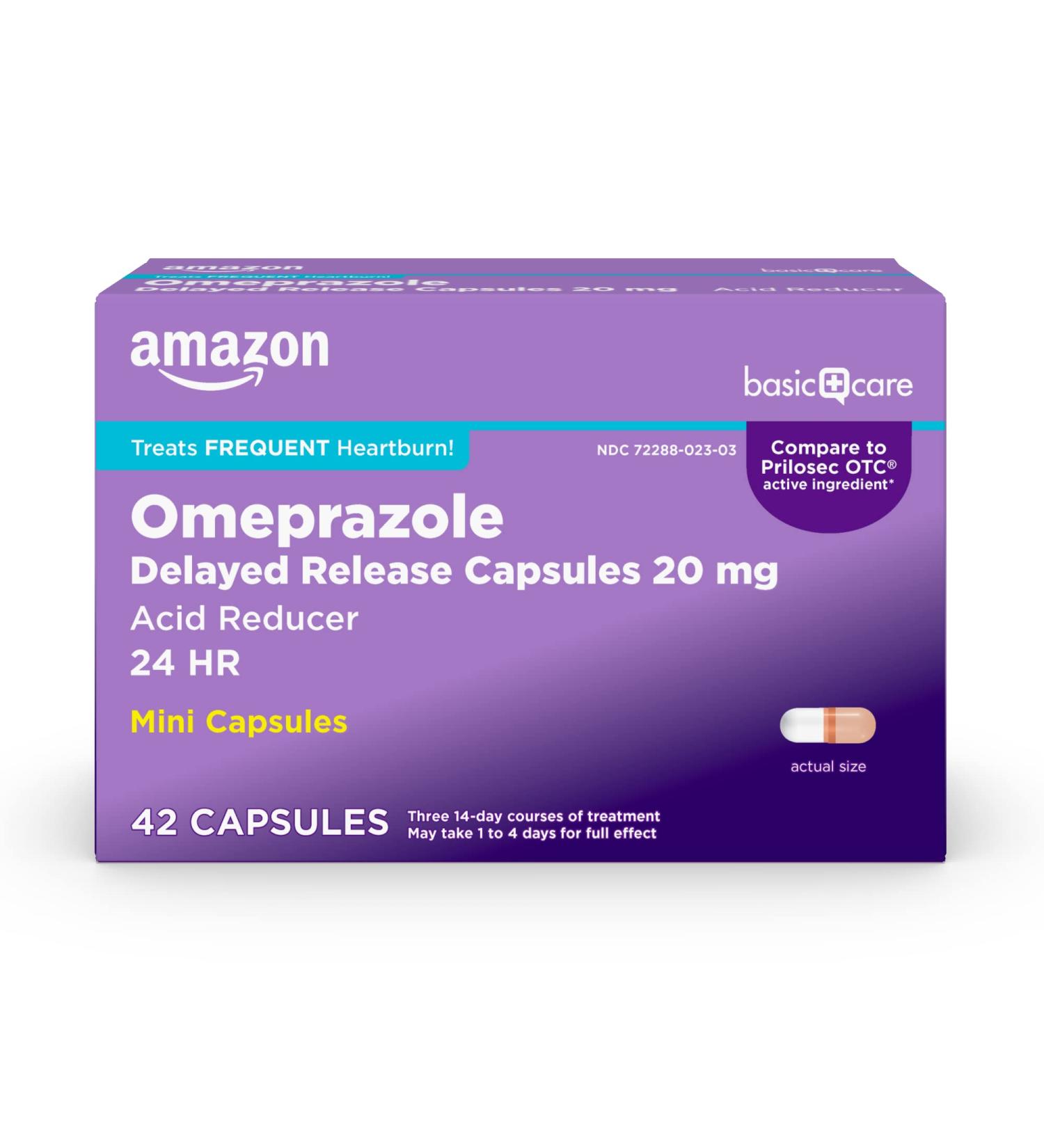 Amazon Basic Care Omeprazole 20mg Mini Capsules - 42 Count - Acid Reducer for Heartburn - 24HR Relief - Buy Online on GoSupps.com