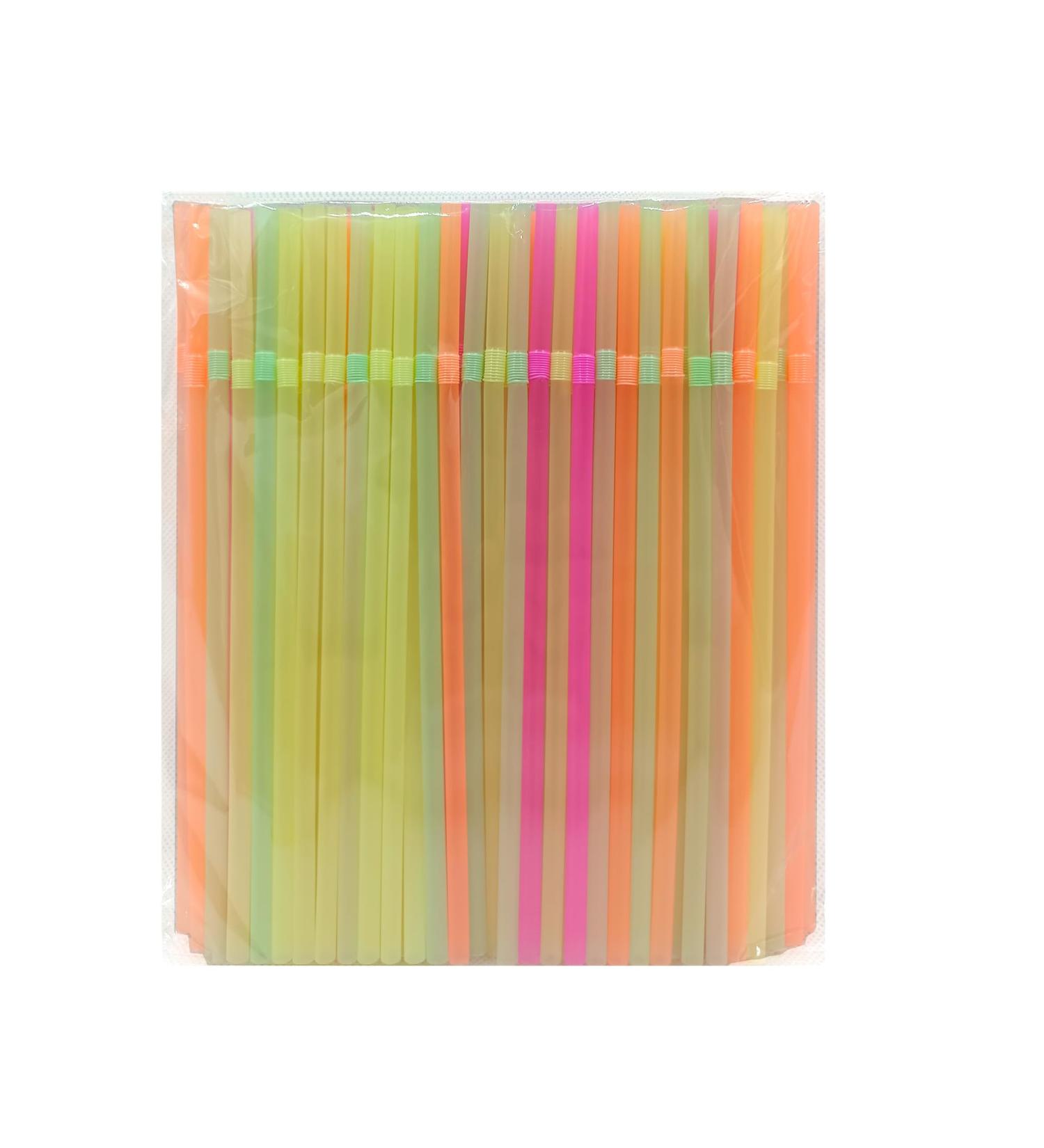 FOREVERIE 100 PCS Regular Plastic Flexible Bendy Straws Disposable for Drinking 0.24 Inch/6mm Diameter 8.27 Inches/21cm Length Soft Semi Clear Multi Light Colors Mix - Buy Online on GoSupps.com