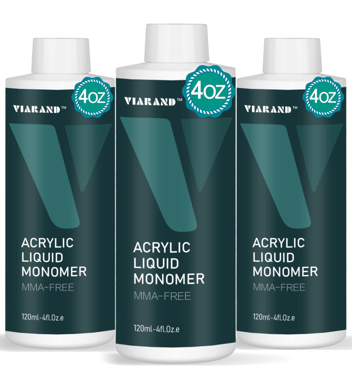 Viarand Professional Acrylic Nail Liquid 12 Oz - Non-Yellowing, MMA Free Formula - Medium Time Drying - 4 Oz x 3 Pack - Buy Online on GoSupps.com